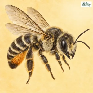 Aquarell: Wollfüßige Blattschneiderbiene