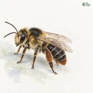 Aquarell: Glockenblumen-Sägehornbiene