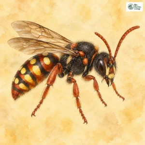 Aquarell: Gegürtete Wespenbiene