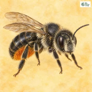 Aquarell: Schimmernde Mauerbiene