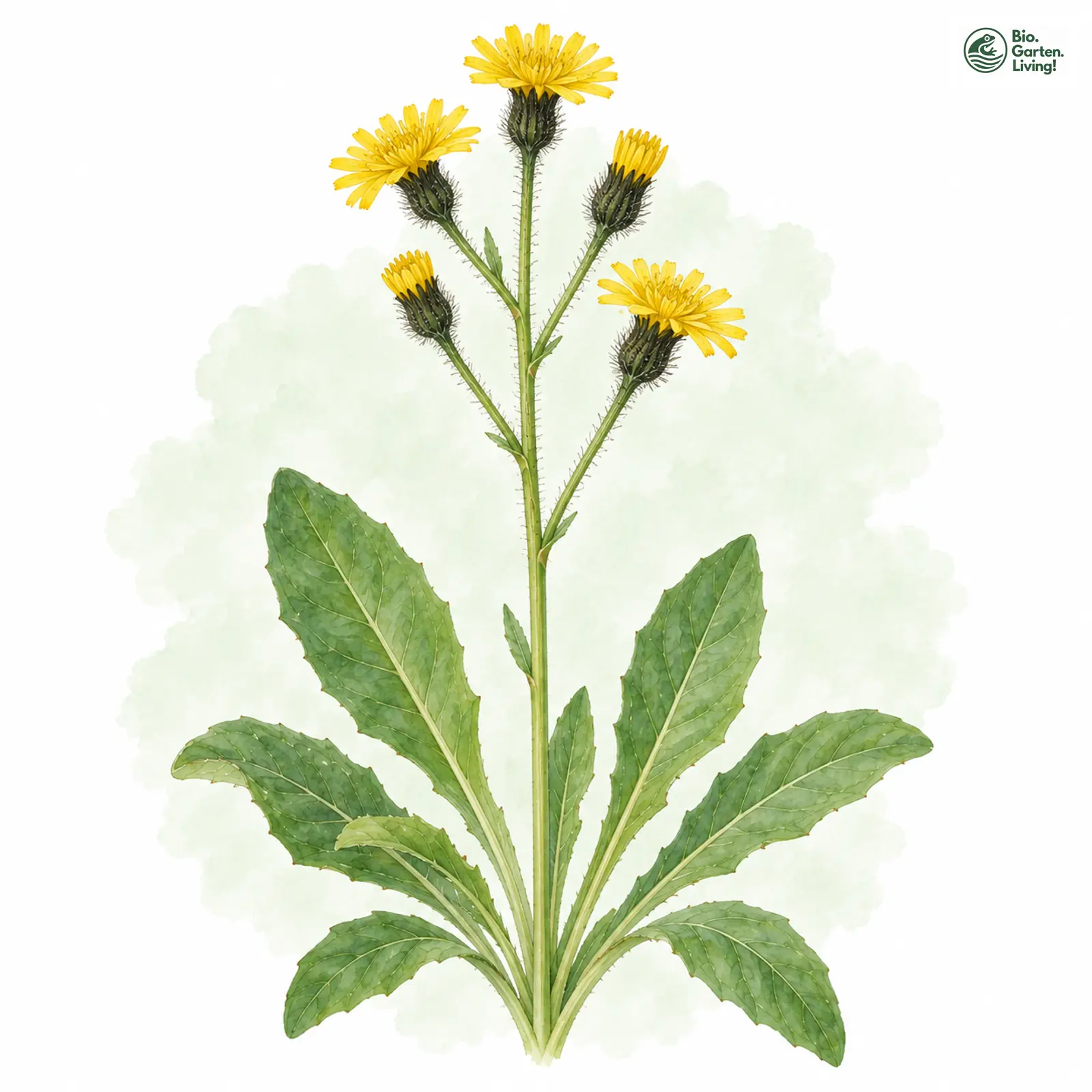 Aquarellzeichnung: Gewöhnlicher Krönchenlattich (Willemetia stipitata)