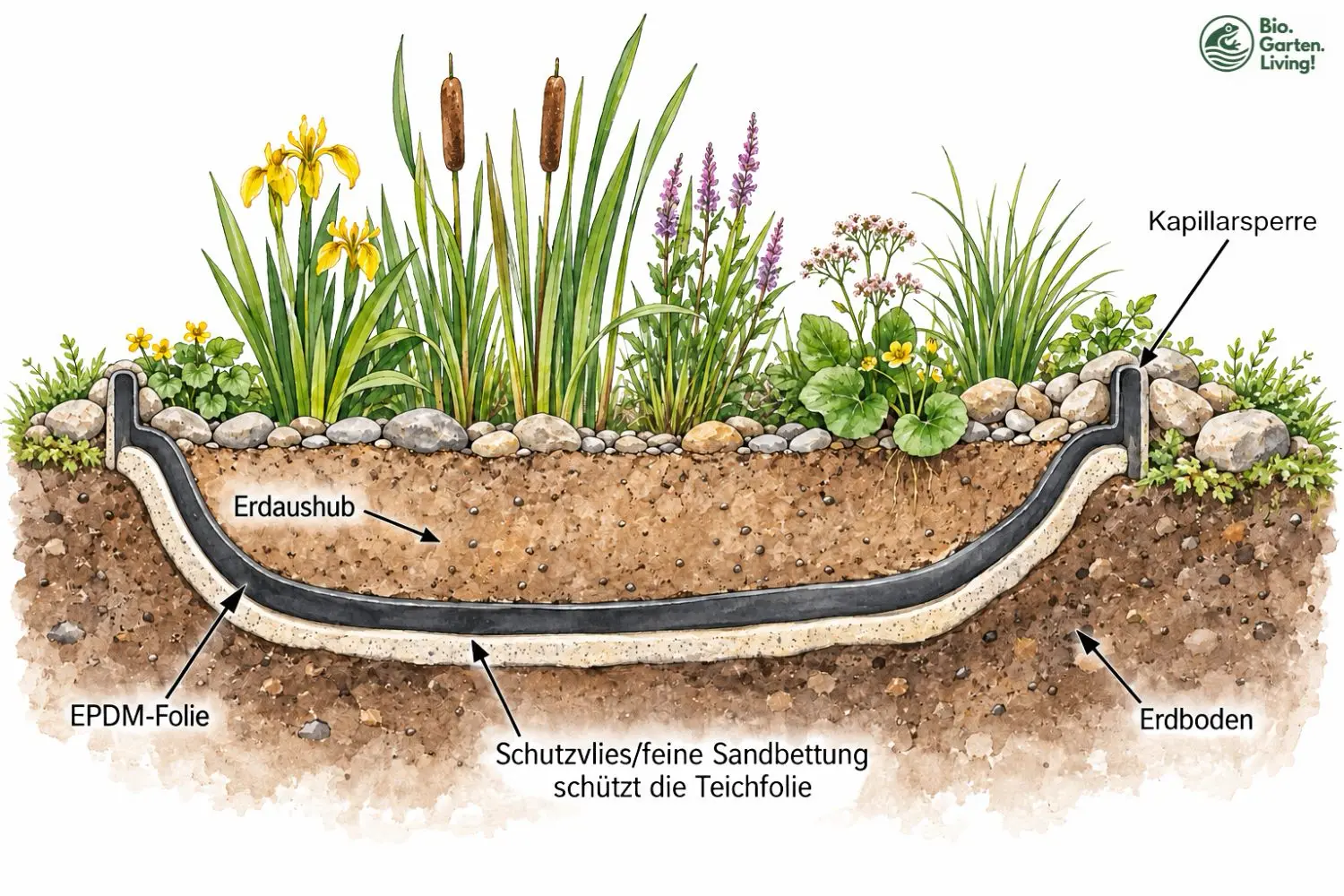 Sumpfbeet im Garten: Standort, Pflanzen und Pflege