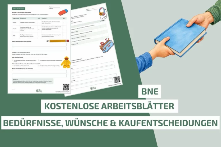 Brauche ich das wirklich? Nachhaltiger Konsum in der Grundschule Kostenlose BNE-Arbeitsblätter zu Bedürfnissen, Wünschen und Kaufentscheidungen