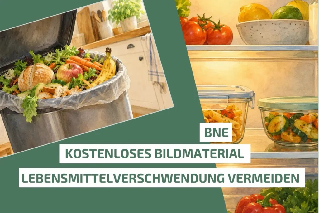 Vorschau auf kostenloses Bildmaterial: weggeworfene Lebensmittel im Mülleimer und aufbewahrte Essensreste im Kühlschrank.