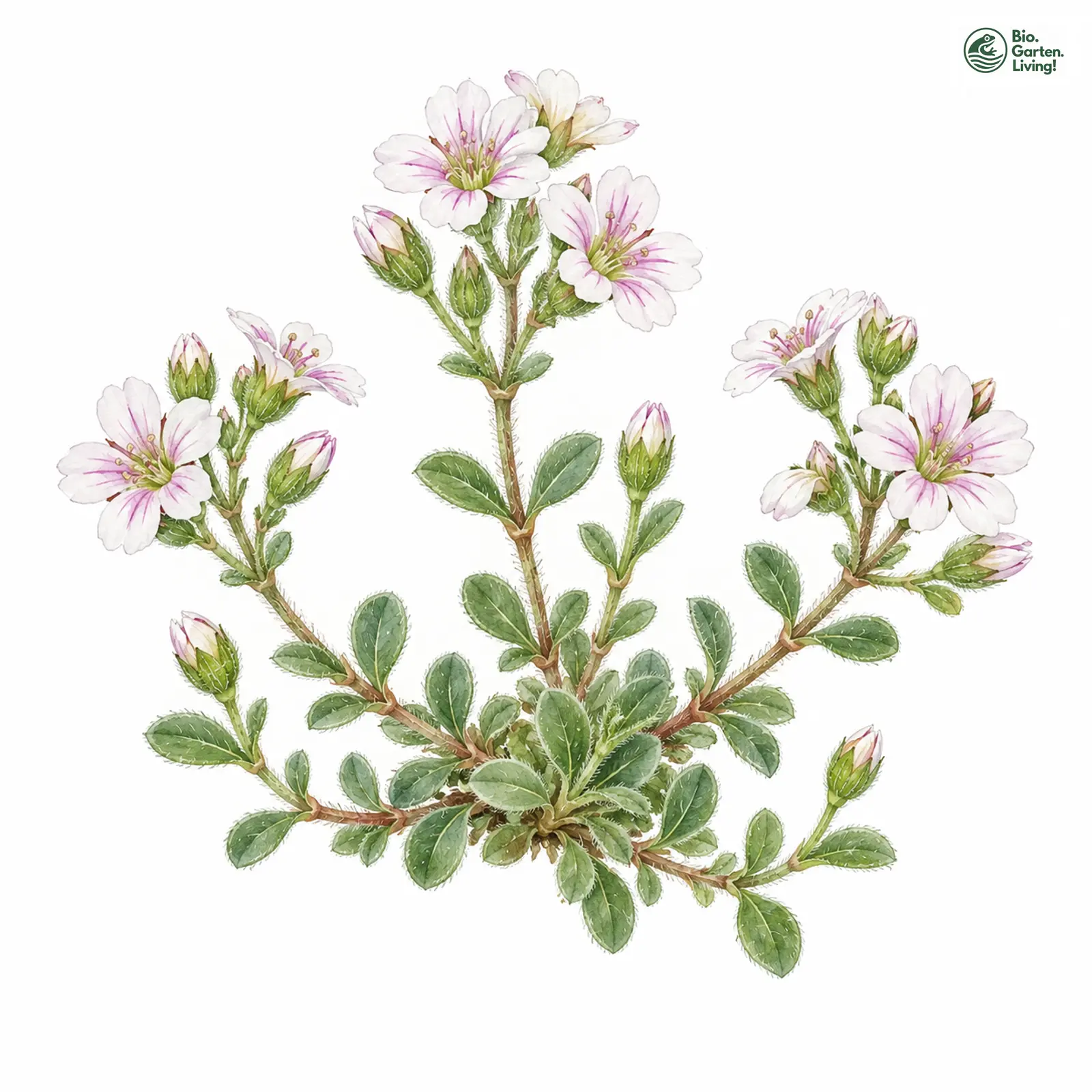 Aquarellzeichnung: Himalaja Schleierkraut (Acanthophyllum cerastioides)