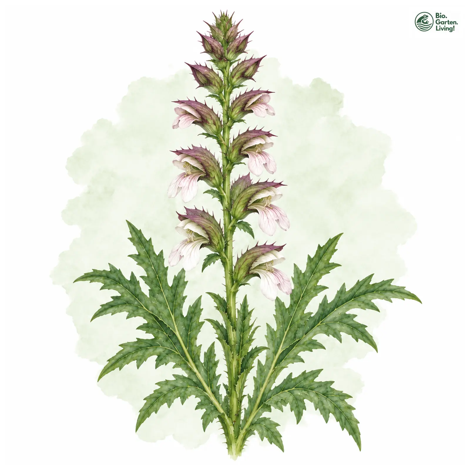 Aquarellzeichnung: Balkan-Bärenklau (Acanthus hungaricus)