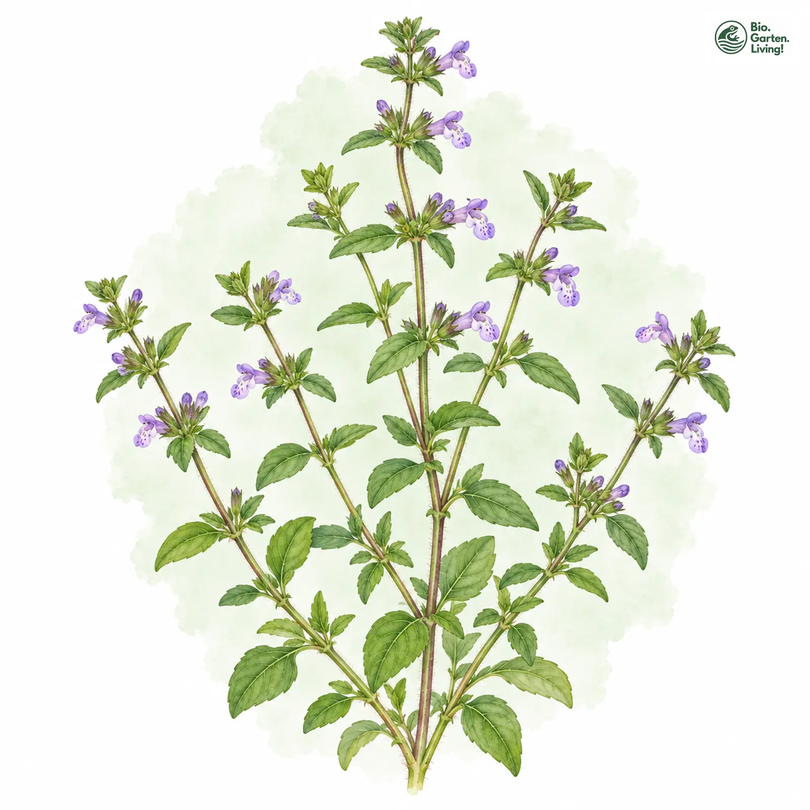 Aquarellzeichnung: Gewöhnlicher Steinquendel (Acinos arvensis)