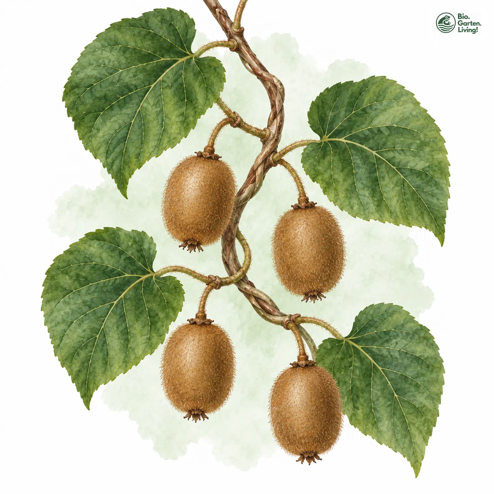 Aquarellzeichnung: Kiwi (Actinidia chinensis var. deliciosa)