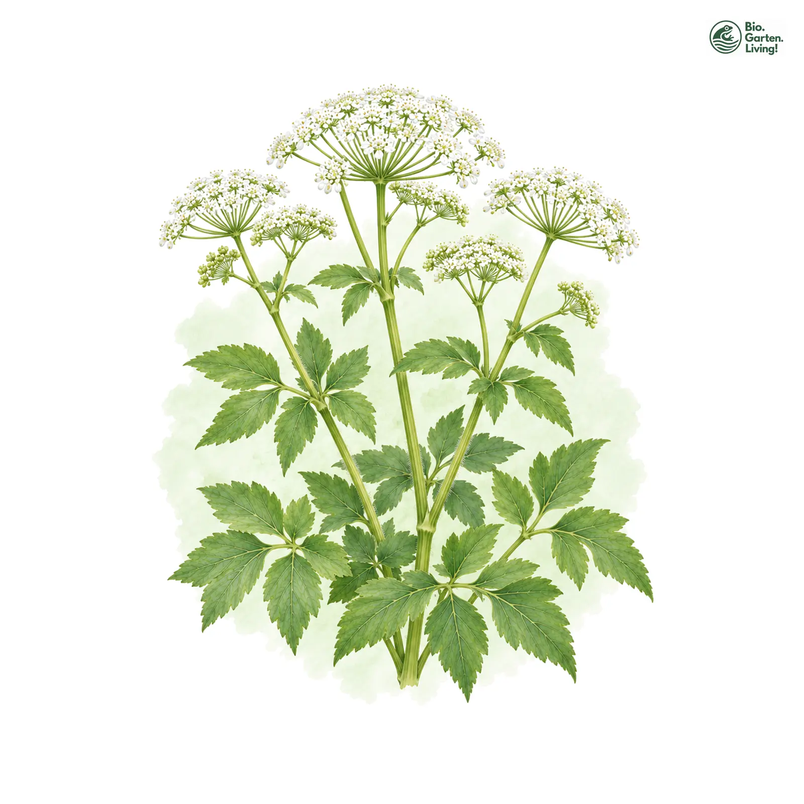 Aquarellzeichnung: Gewöhnlicher Giersch (Aegopodium podagraria)