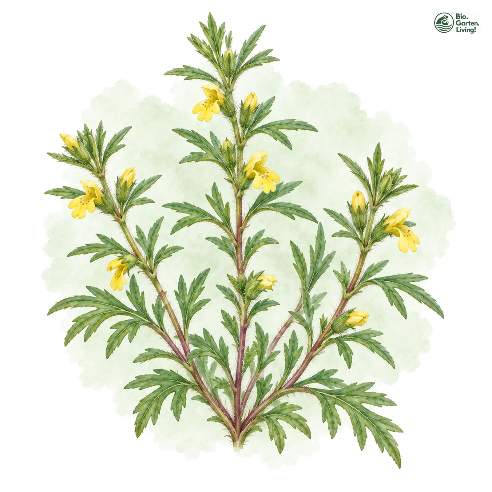Aquarellzeichnung: Gelber Günsel (Ajuga chamaepitys)