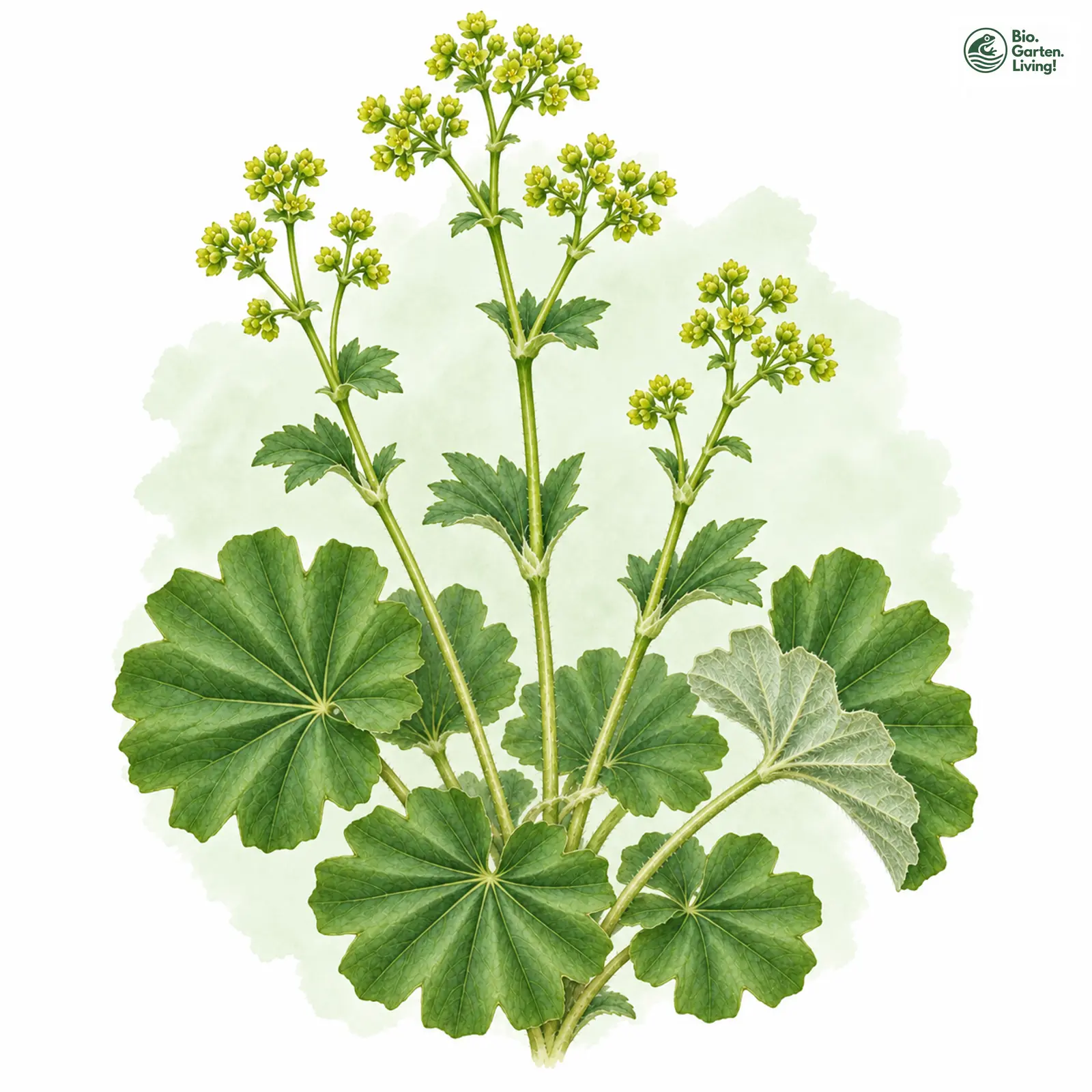 Aquarellzeichnung: Schimmernder Frauenmantel (Alchemilla splendens)