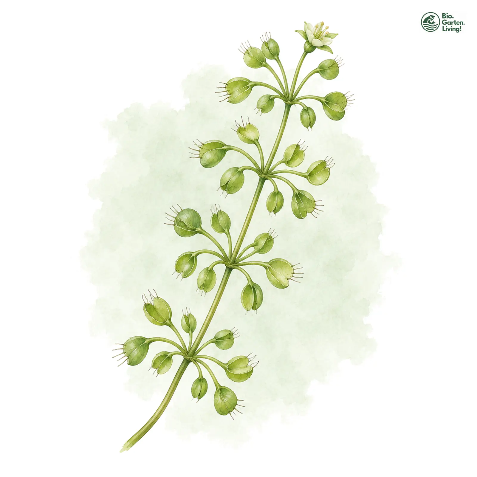 Aquarellzeichnung: Wasserfalle (Aldrovanda vesiculosa)