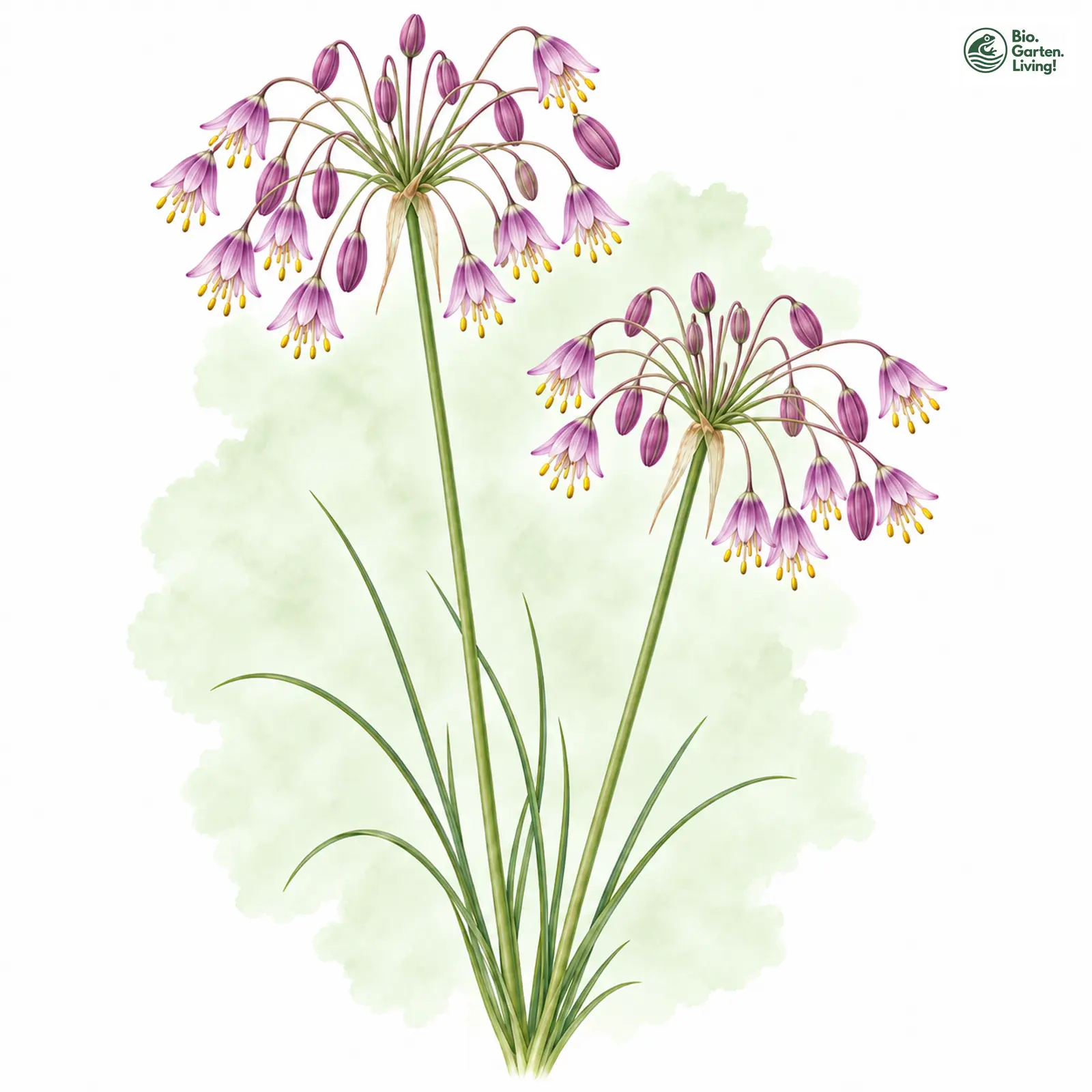 Aquarellzeichnung: Schöner Lauch (Allium cirrhosum)