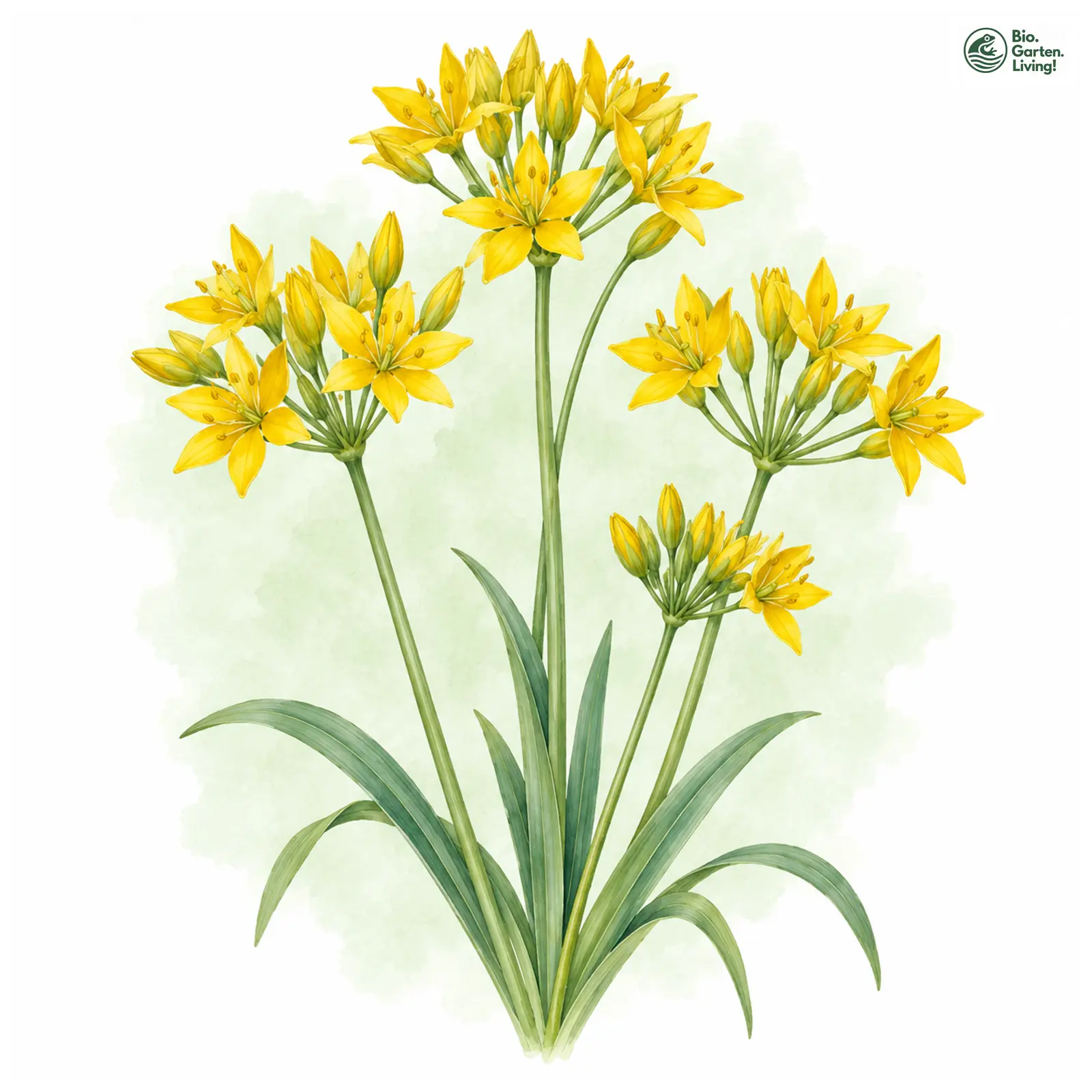 Aquarellzeichnung: Gold-Lauch (Allium moly)