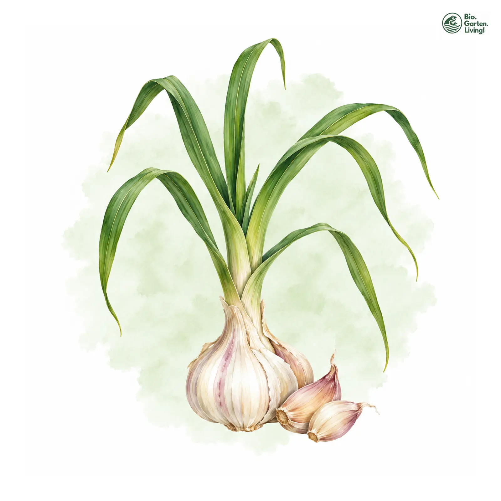 Aquarellzeichnung: Knoblauch (Allium sativum)