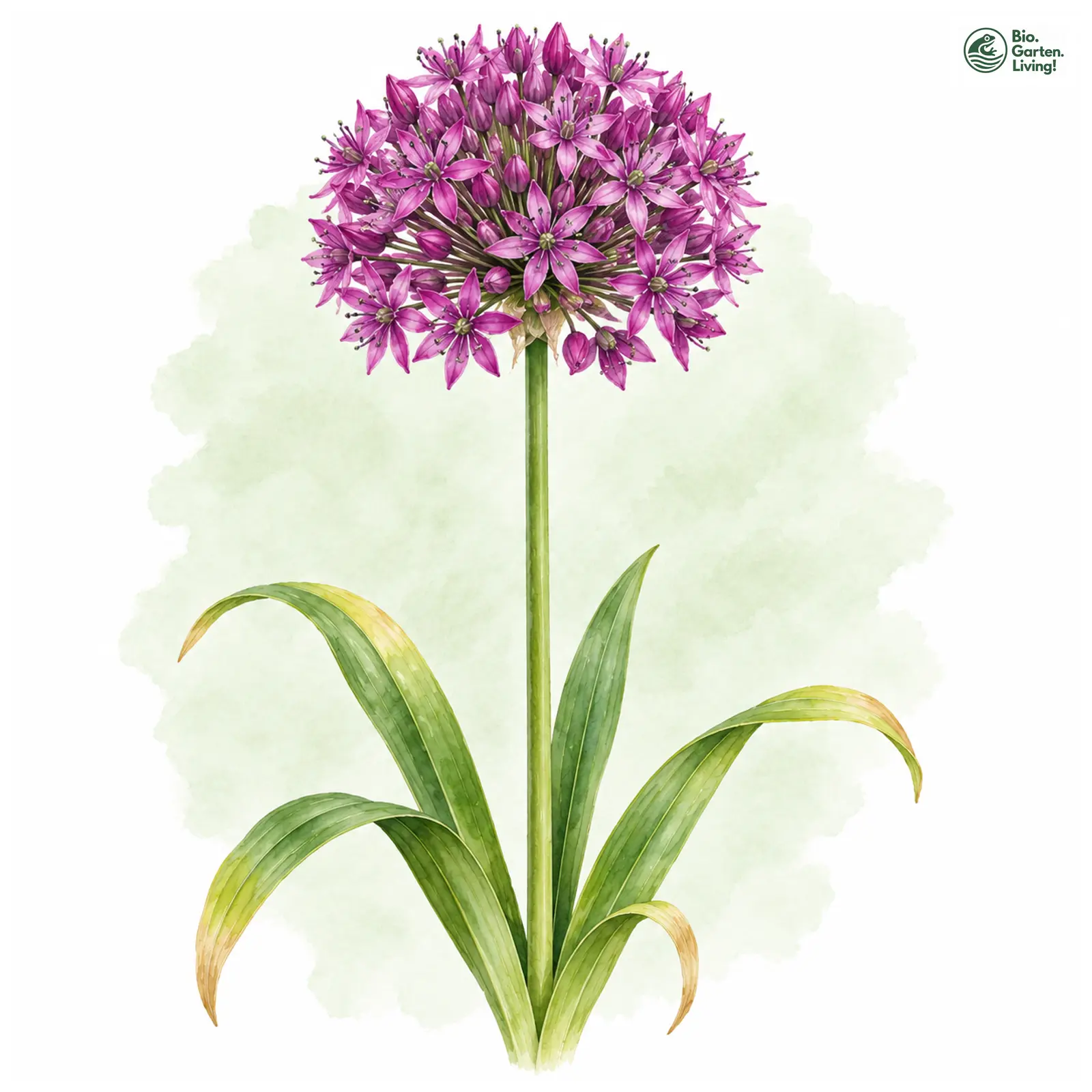 Aquarellzeichnung: Gestielter Lauch (Allium stipitatum)