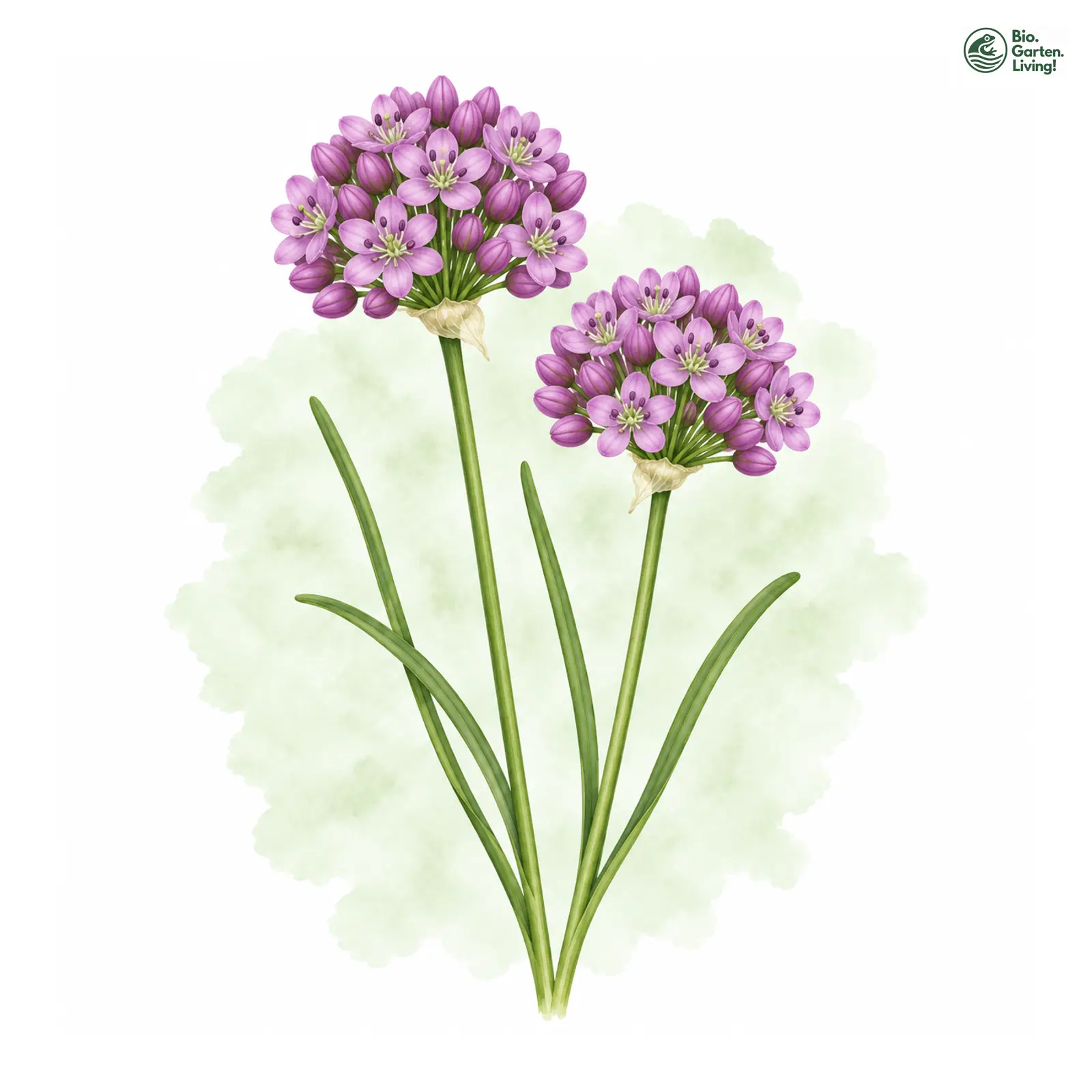Aquarellzeichnung: Steifer Lauch (Allium strictum)