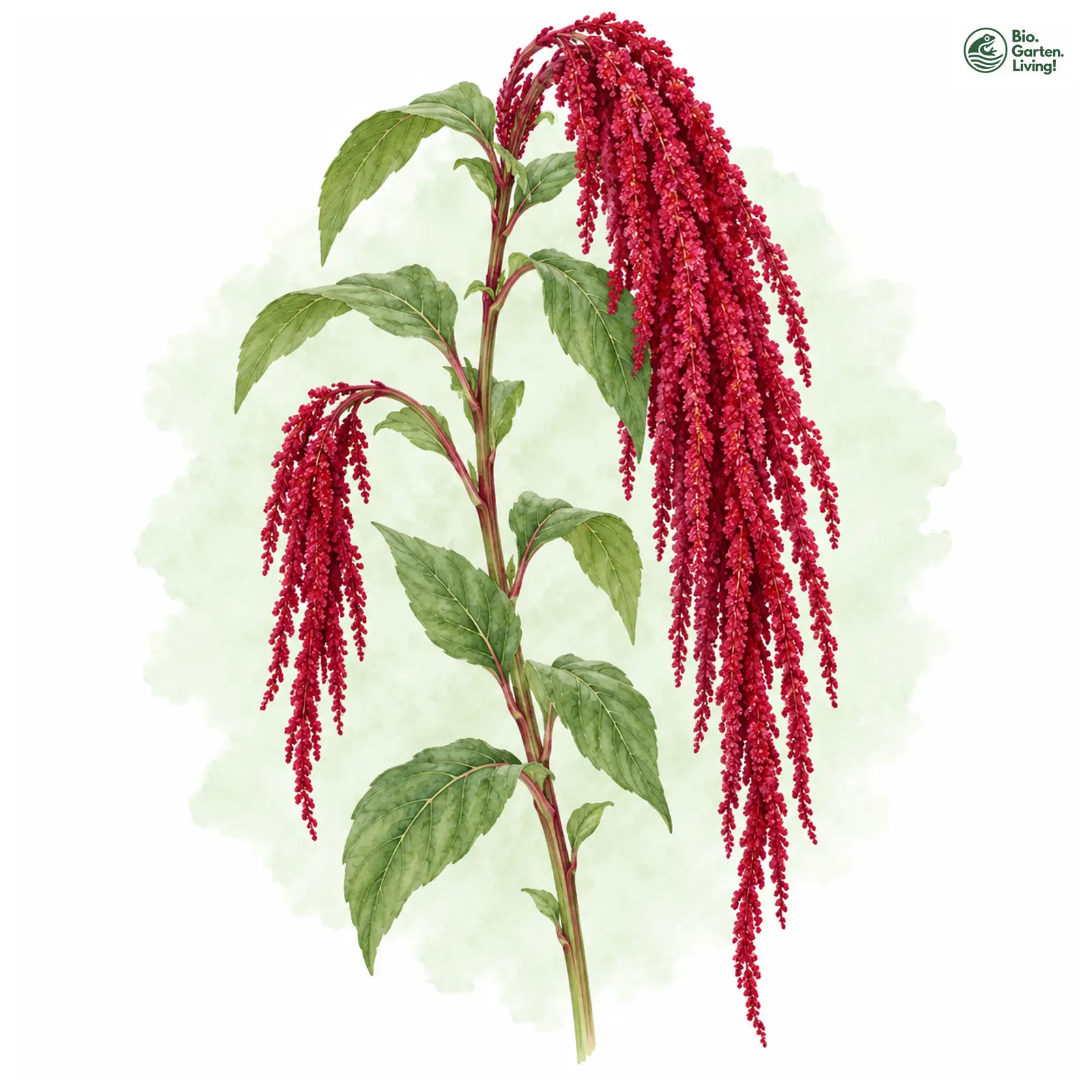 Aquarellzeichnung: Garten-Fuchsschwanz (Amaranthus caudatus)