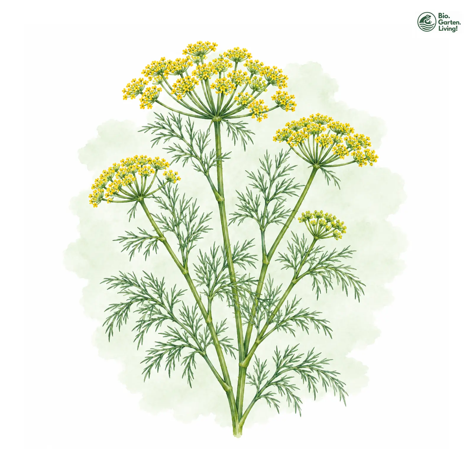 Aquarellzeichnung: Dill (Anethum graveolens)