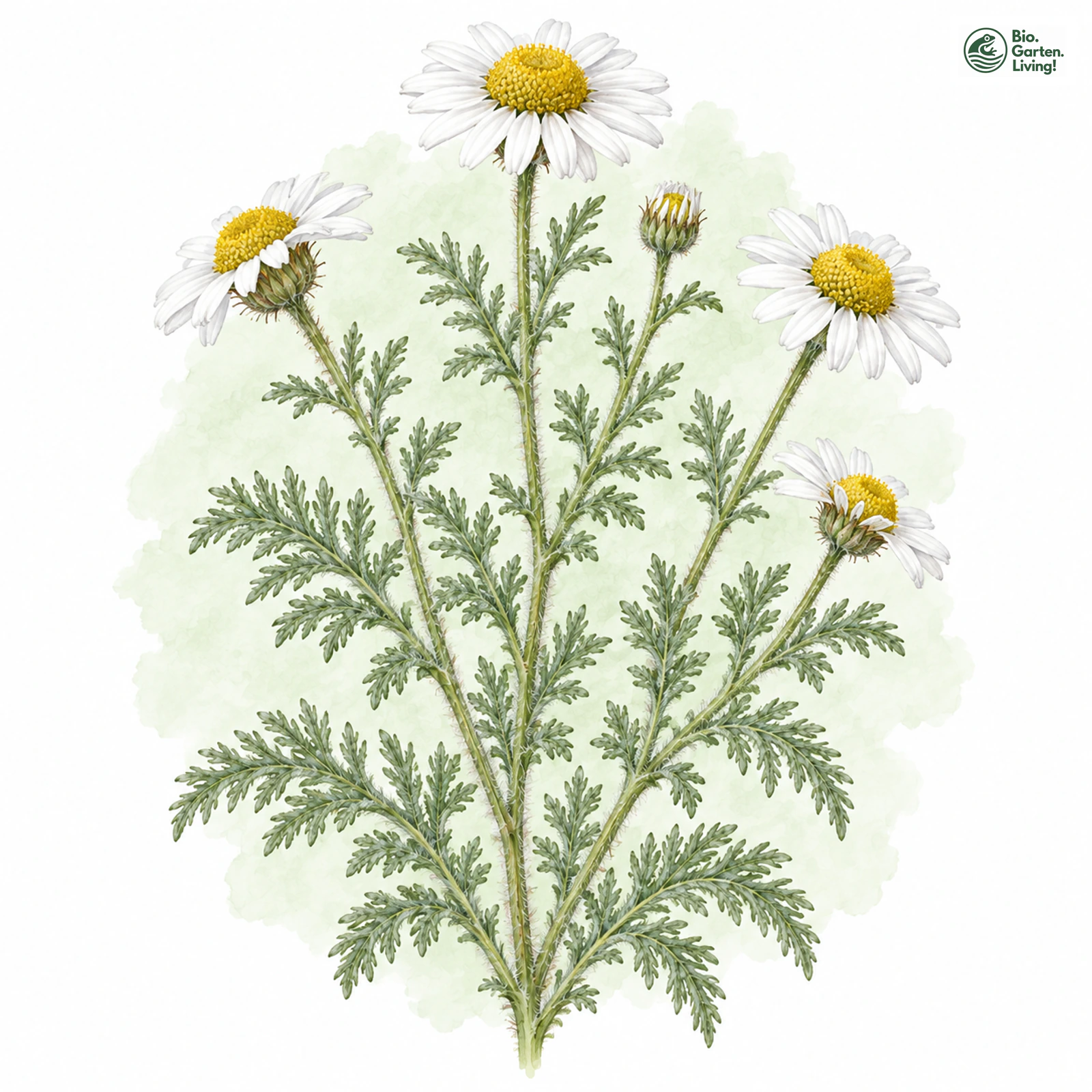 Aquarellzeichnung: Österreichische Hundskamille (Anthemis austriaca)