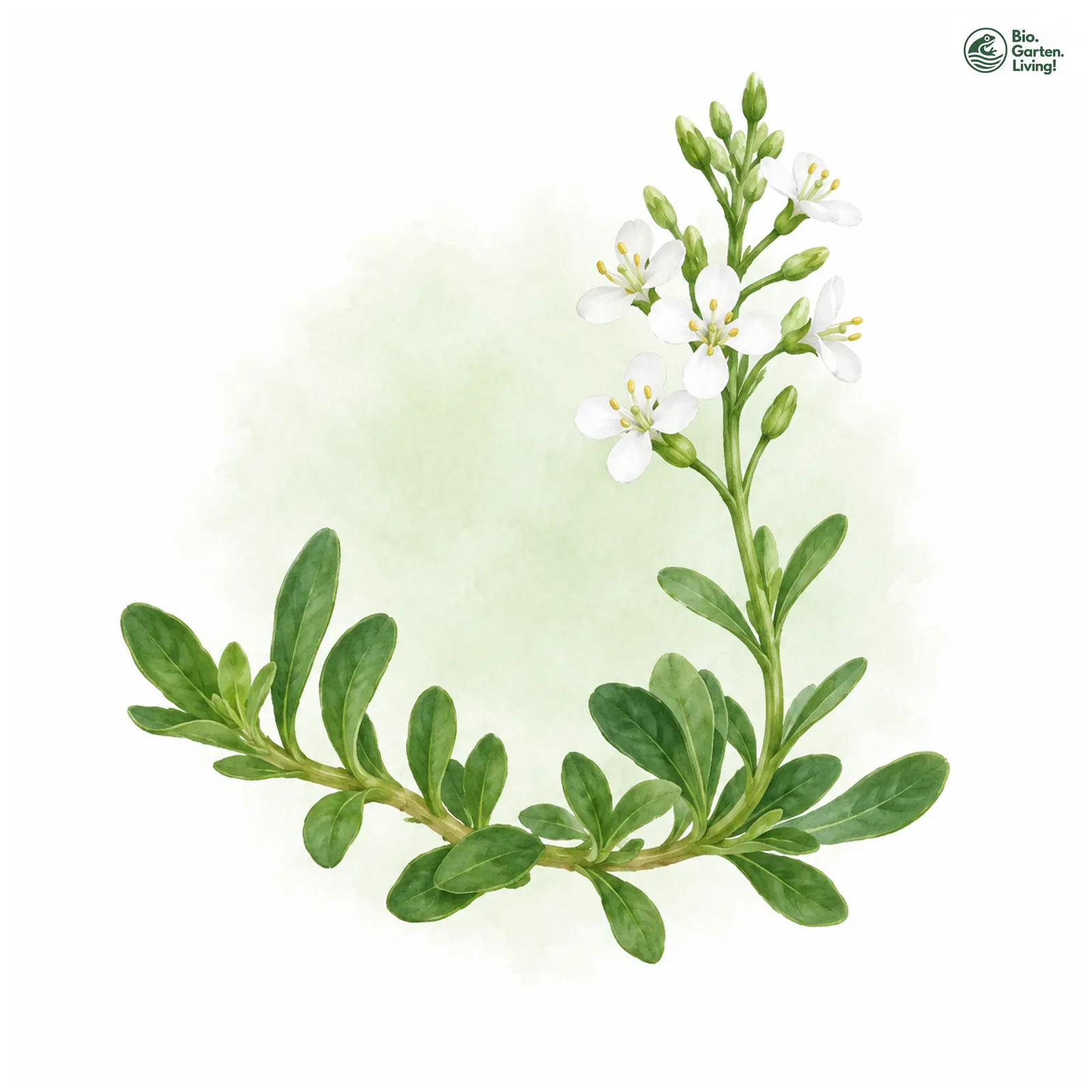 Aquarellzeichnung: Karpaten-Schaumkresse (Arabis procurrens)