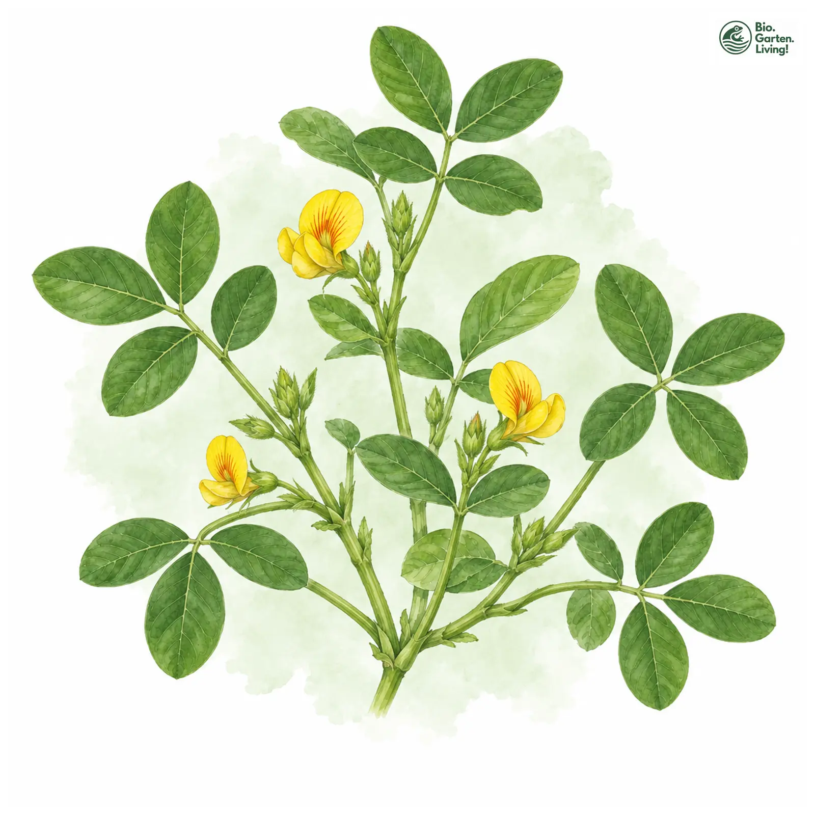 Aquarellzeichnung: Erdnuss (Arachis hypogaea)