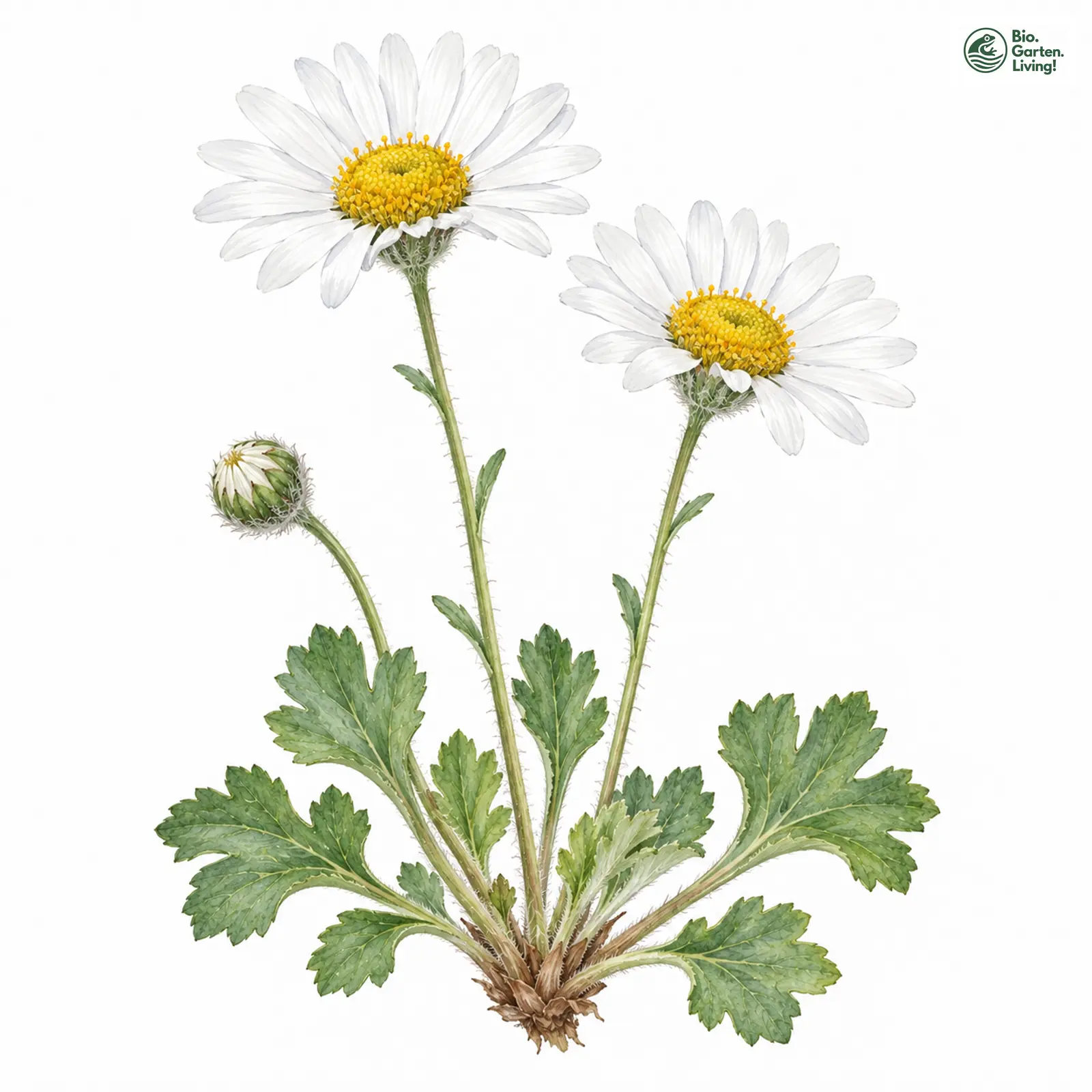 Aquarellzeichnung: Grönlandmargerite (Arctanthemum arcticum)