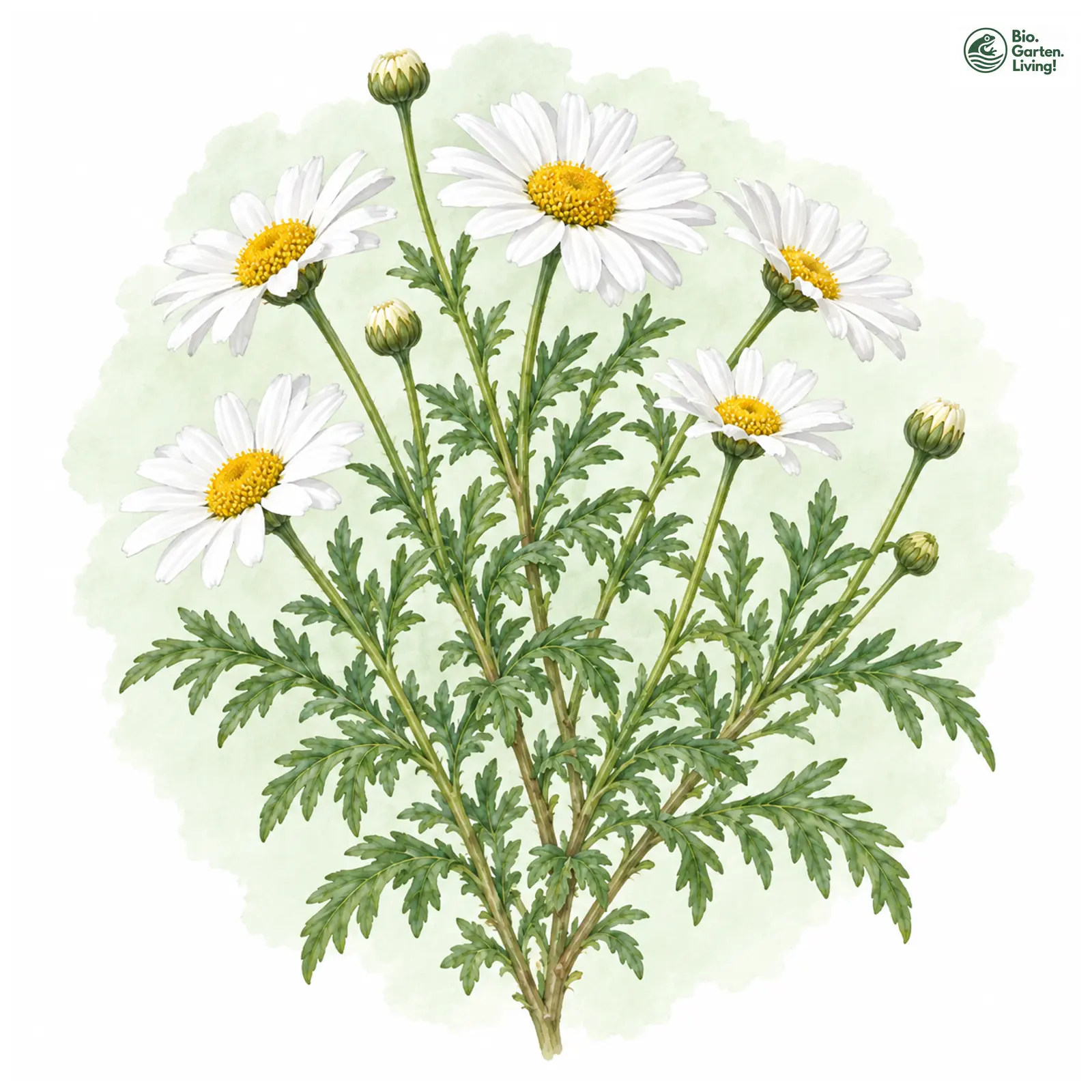Aquarellzeichnung: Strauchmargerite (Argyranthemum frutescens)