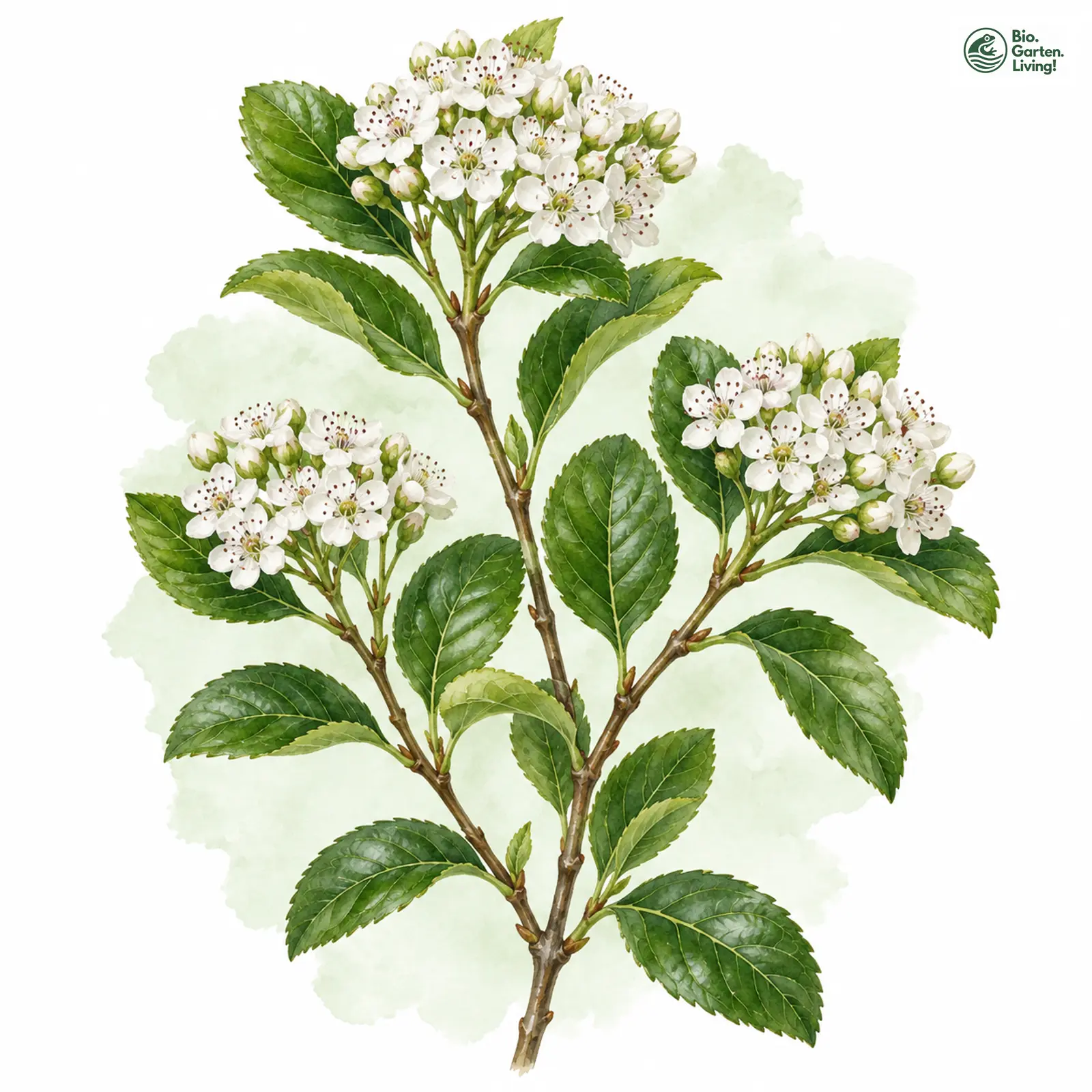 Aquarellzeichnung: Schwarze Apfelbeere (Aronia melanocarpa)