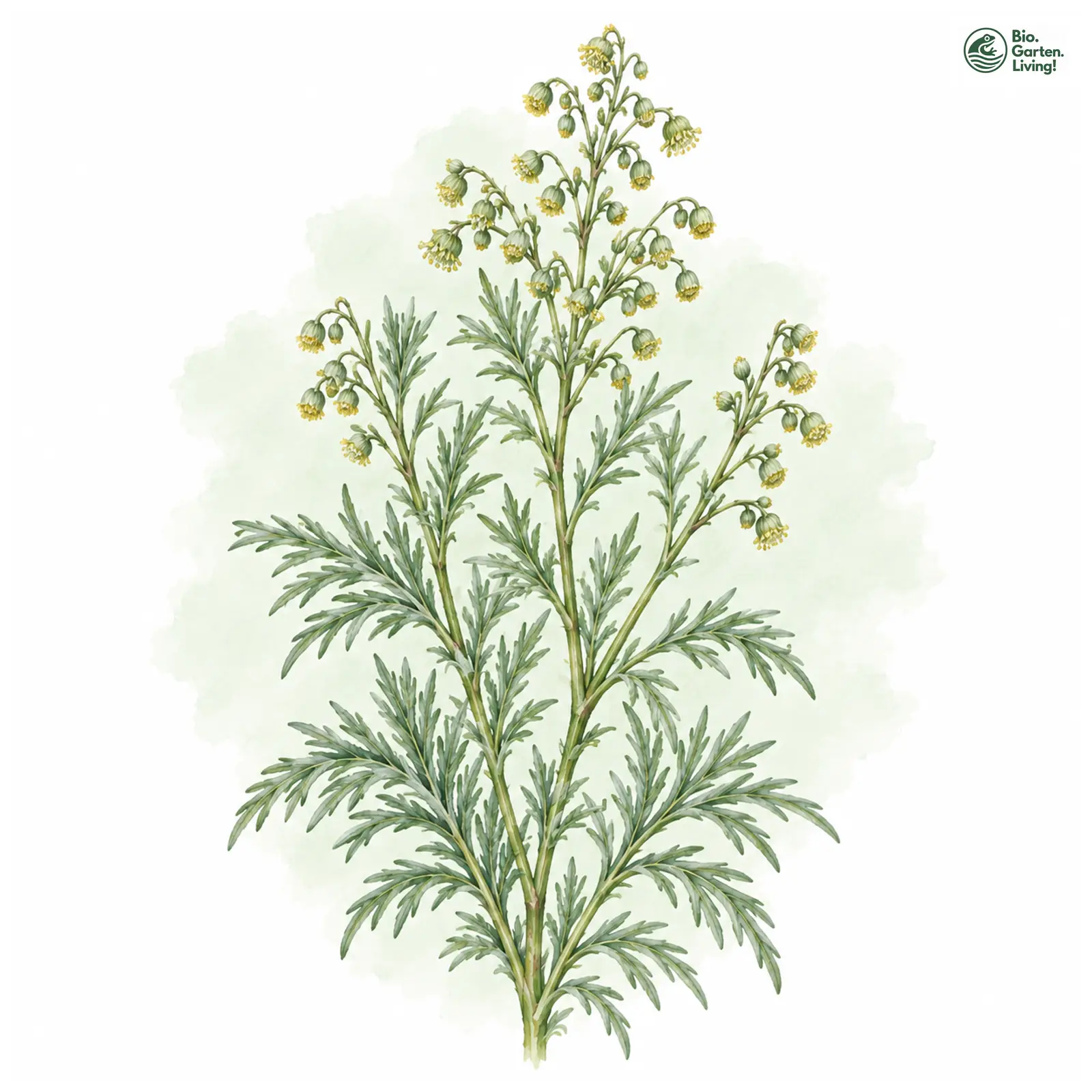 Aquarellzeichnung: Eberraute (Artemisia abrotanum)