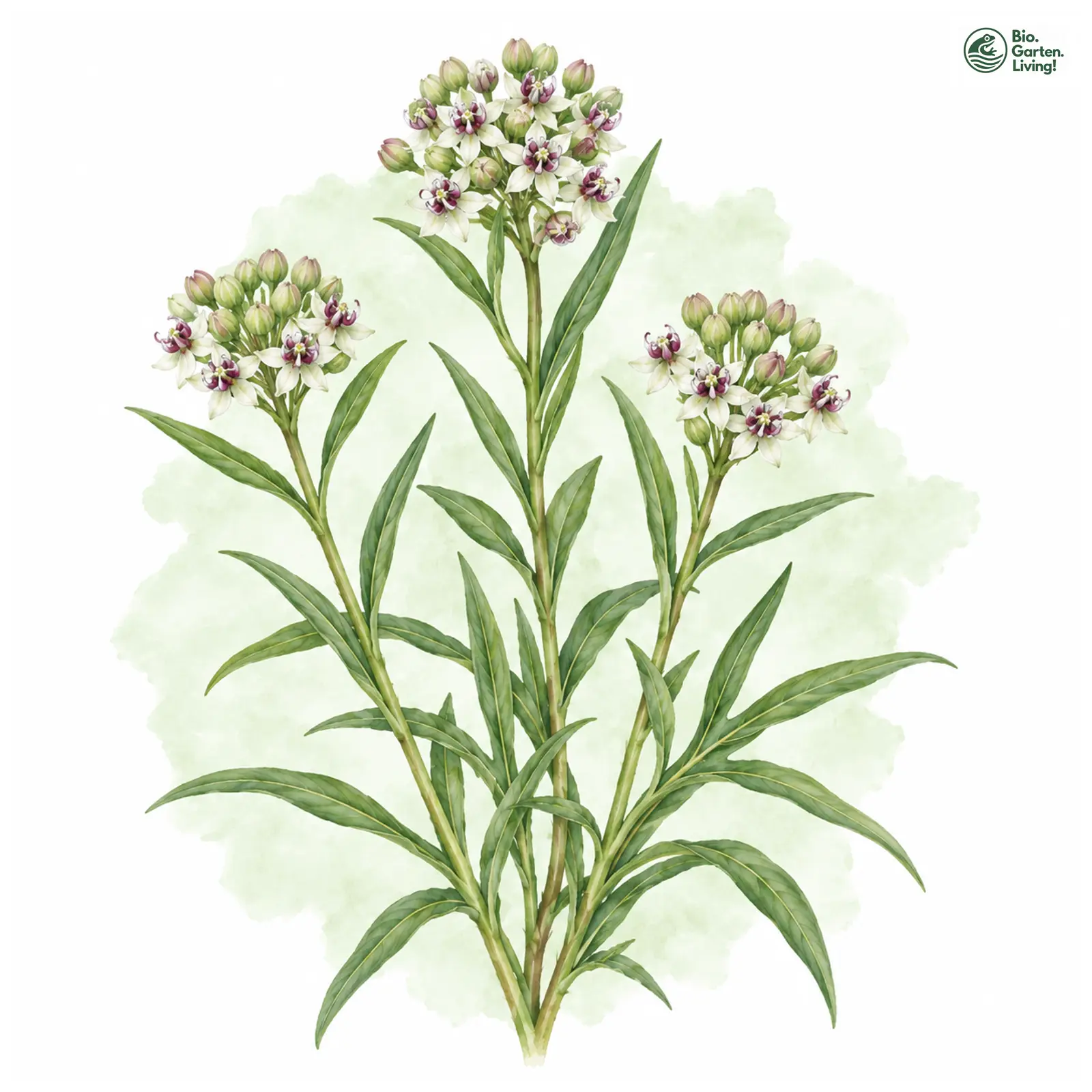Aquarellzeichnung: Seidenpflanze (Asclepias asperula)