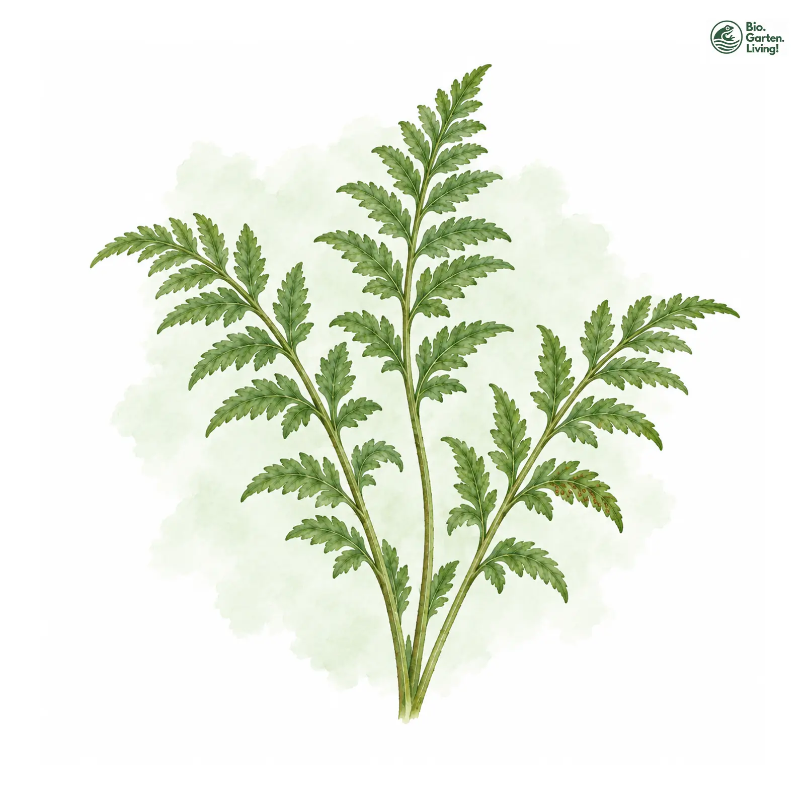 Aquarellzeichnung: Lanzettblättriger Streifenfarn (Asplenium obovatum (im weiteren Sinne))