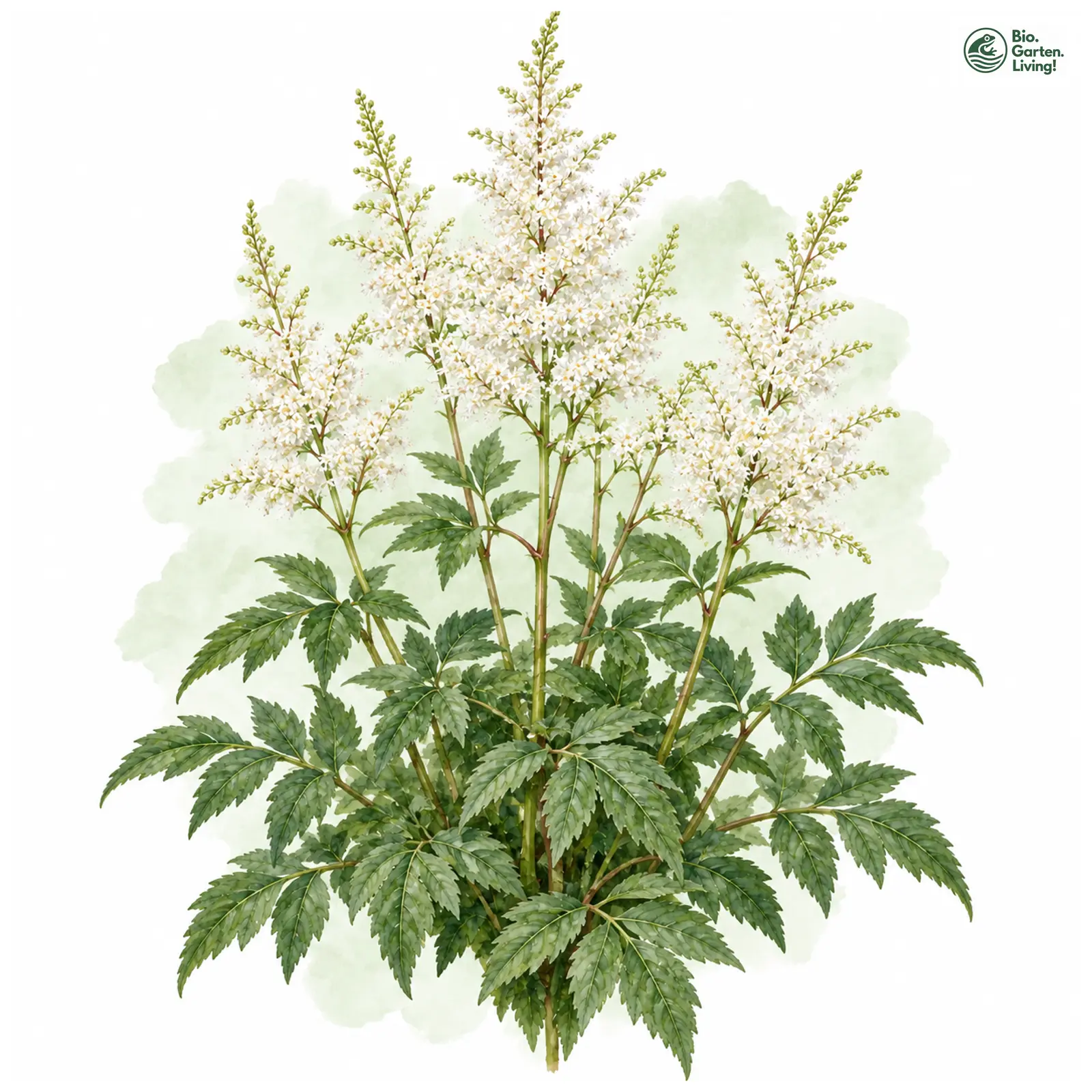 Aquarellzeichnung: Japanische Prachtspiere (Astilbe japonica)