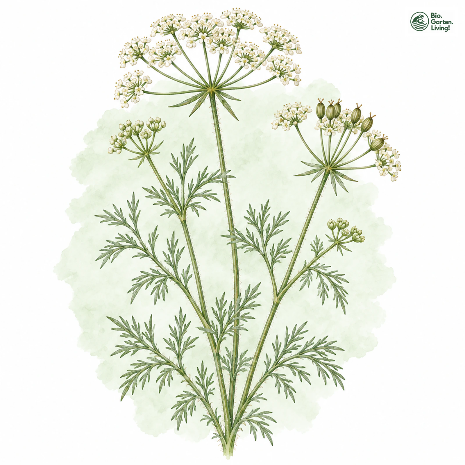 Aquarellzeichnung: Zottige Augenwurz (Athamanta cretensis)