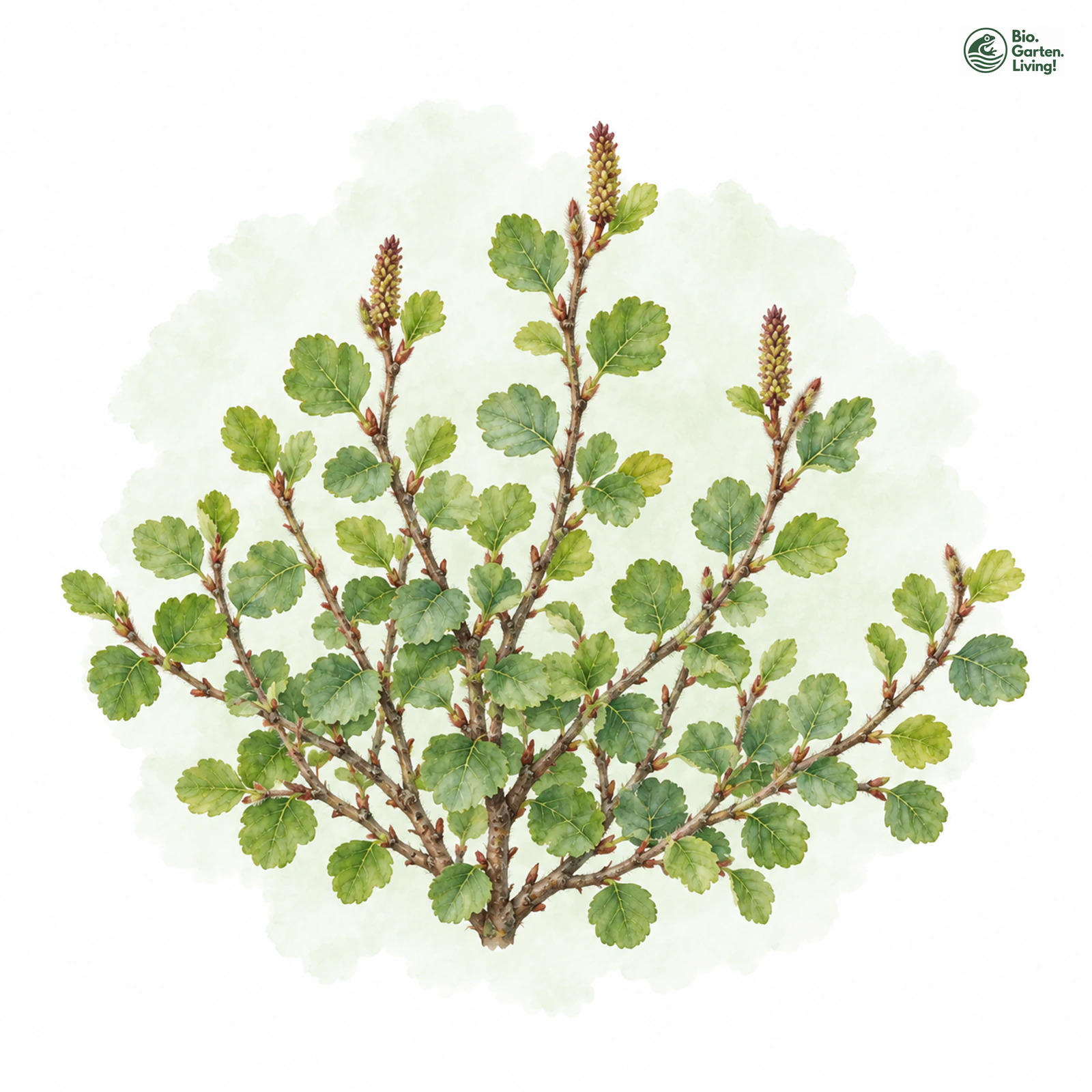 Aquarellzeichnung: Zwerg-Birke (Betula nana)