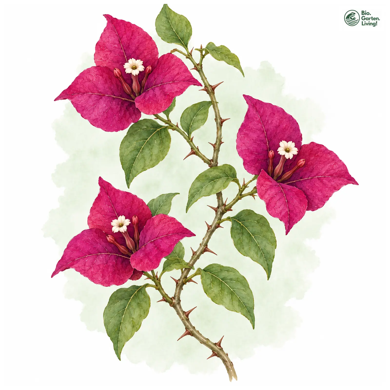 Aquarellzeichnung: Prächtige Bougainvillea (Bougainvillea spectabilis)