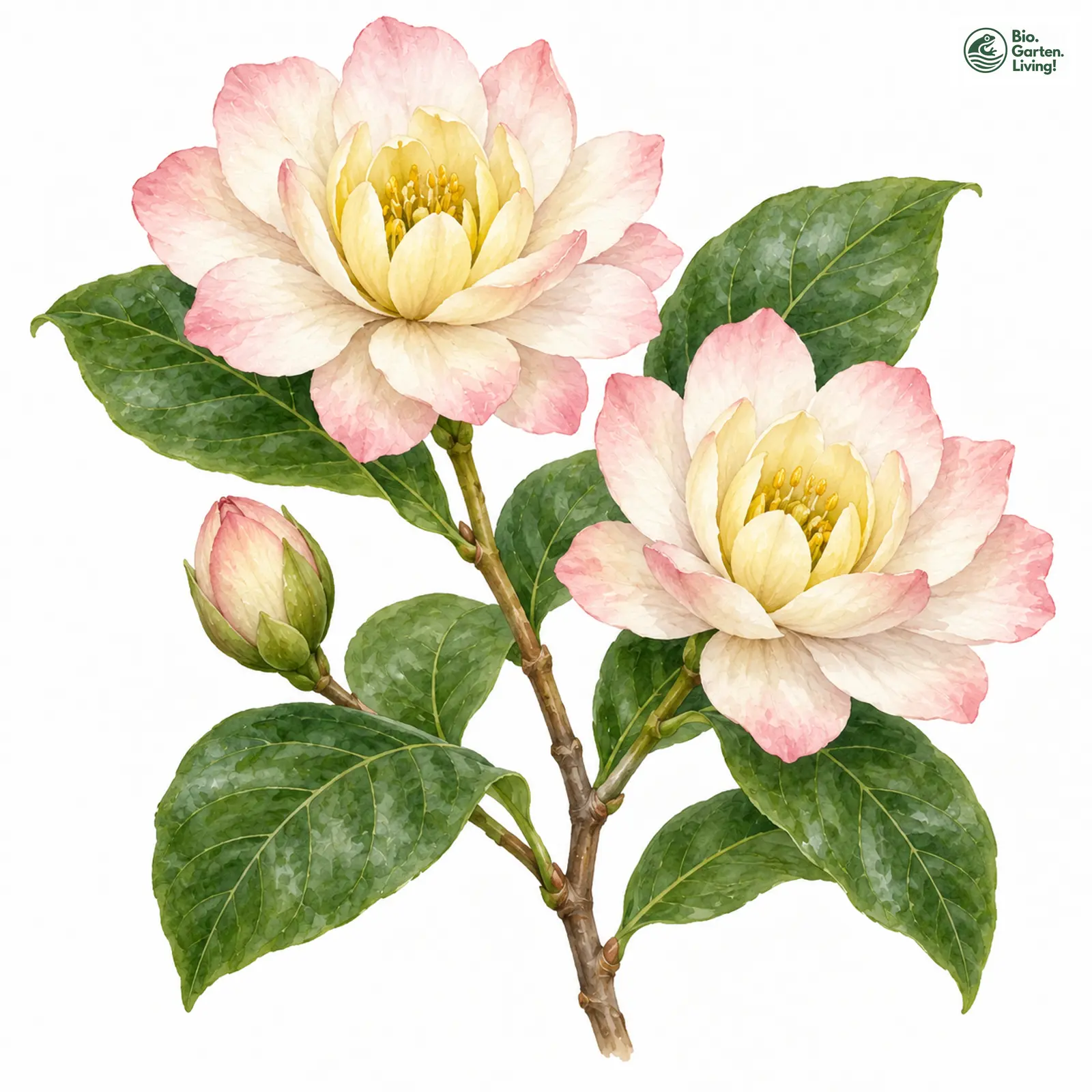 Aquarellzeichnung: Chinesischer Gewürzstrauch (Calycanthus chinensis)