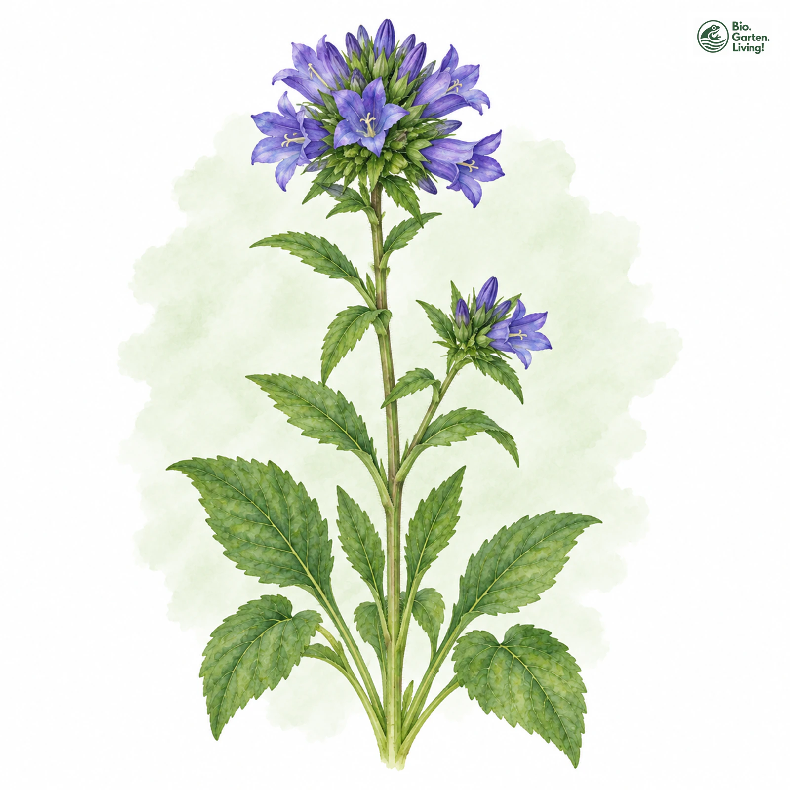 Aquarellzeichnung: Knäuel-Glockenblume (Campanula glomerata)