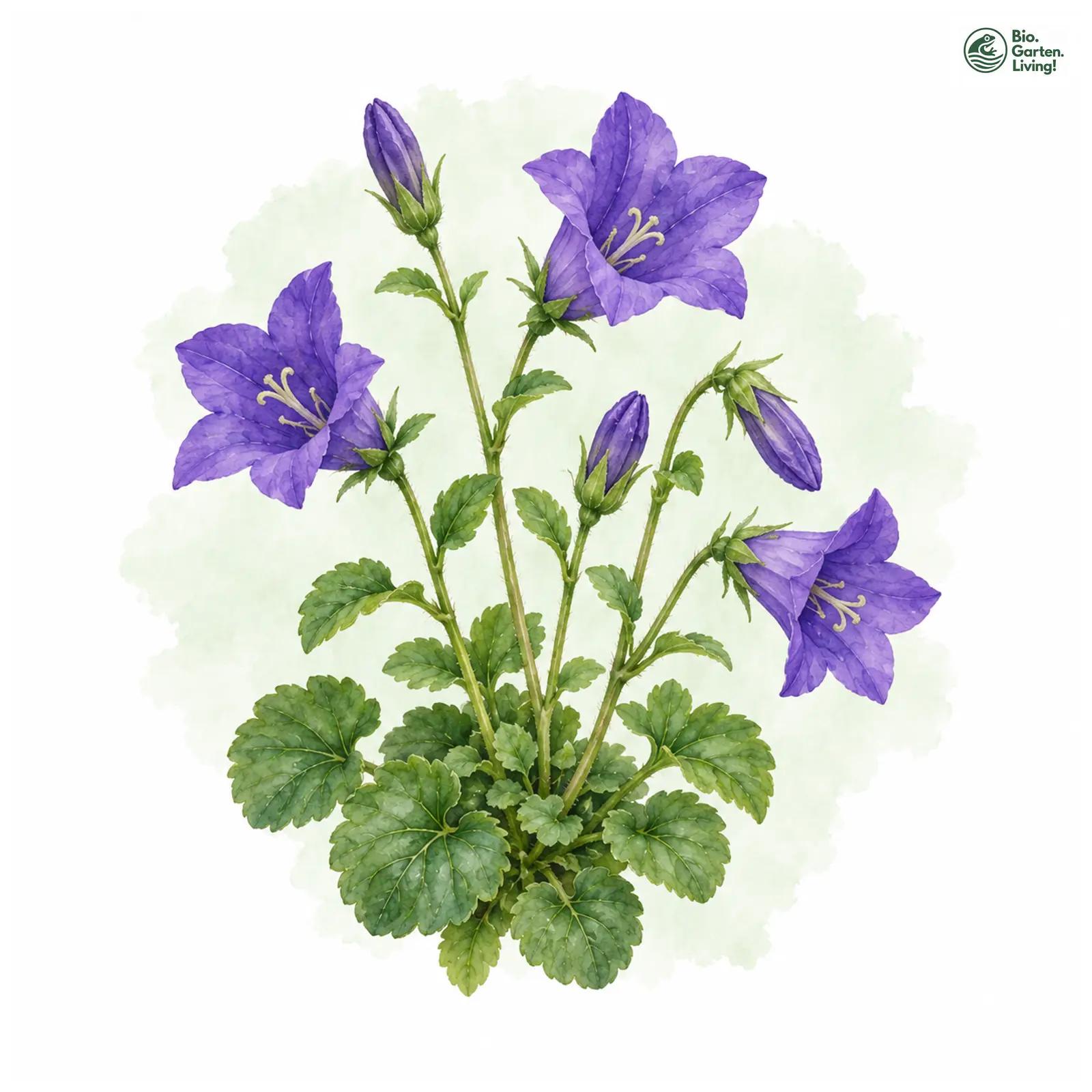 Aquarellzeichnung: Dalmatiner Glockenblume (Campanula portenschlagiana)