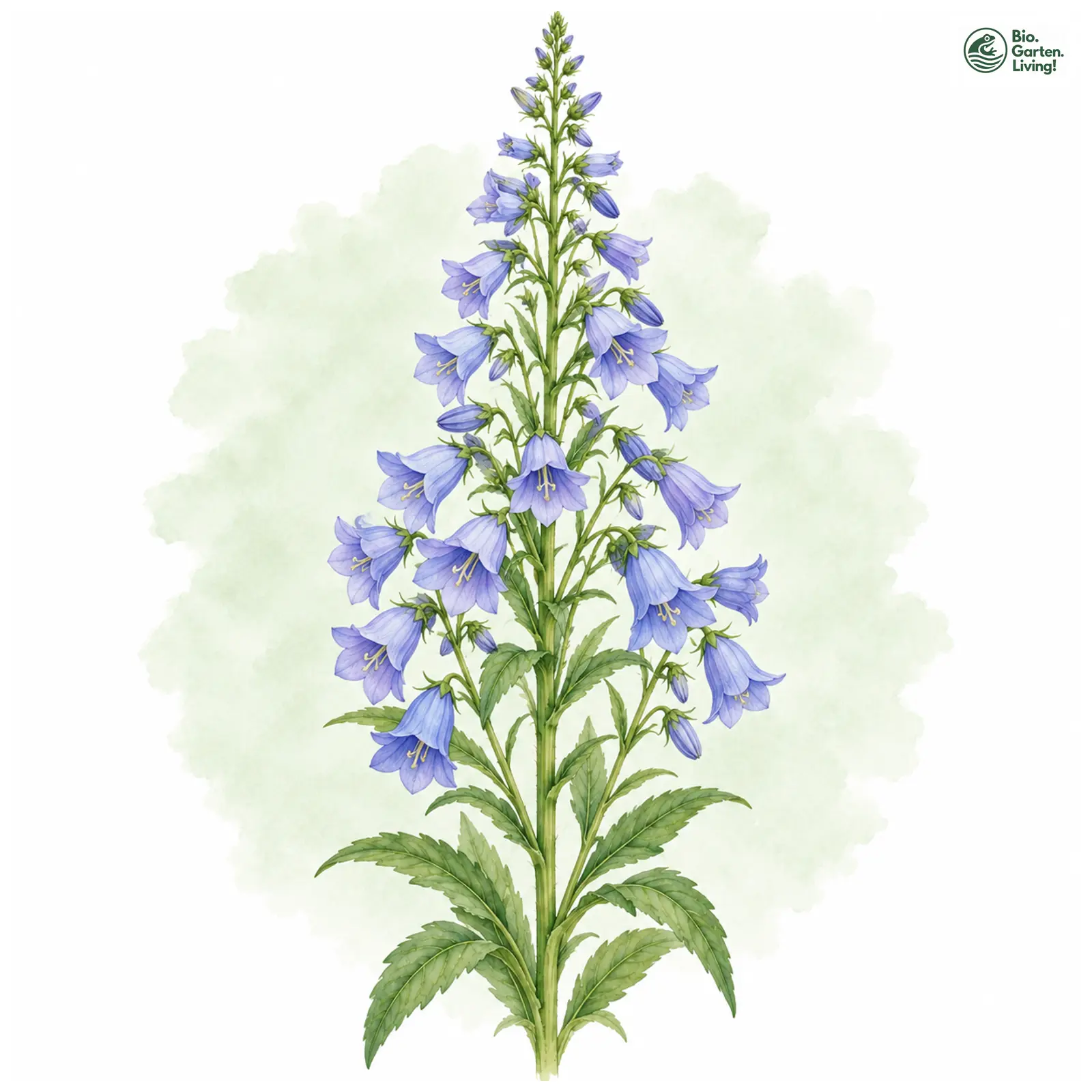 Aquarellzeichnung: Pyramiden-Glockenblume (Campanula pyramidalis)