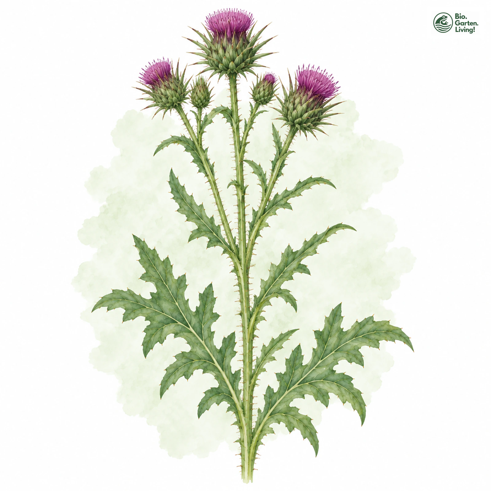 Aquarellzeichnung: Kletten-Distel (Carduus personata)