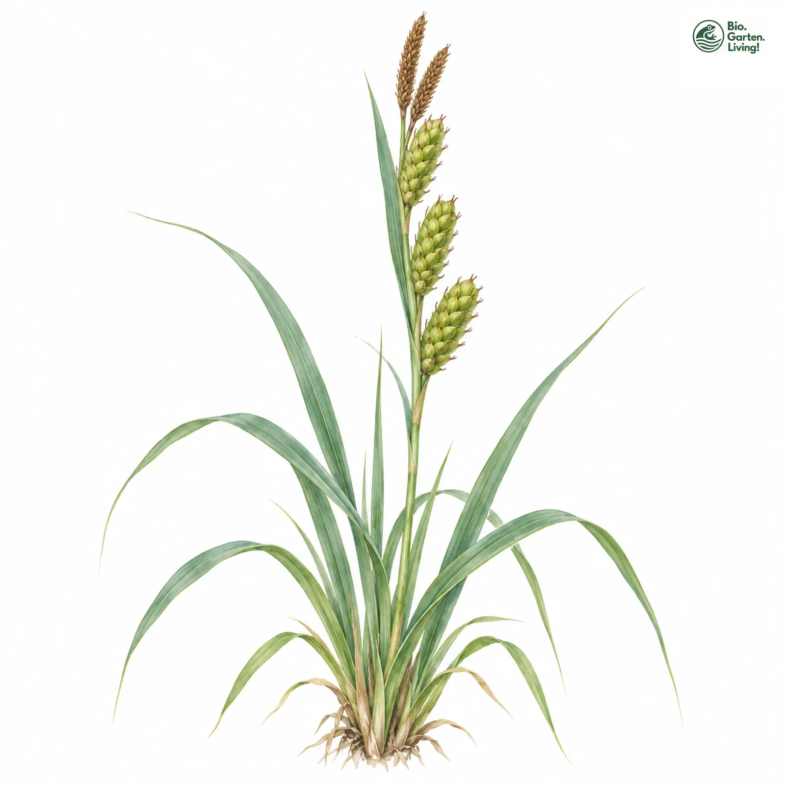 Aquarellzeichnung: Beckmann-Segge (Carex beckmanniana)
