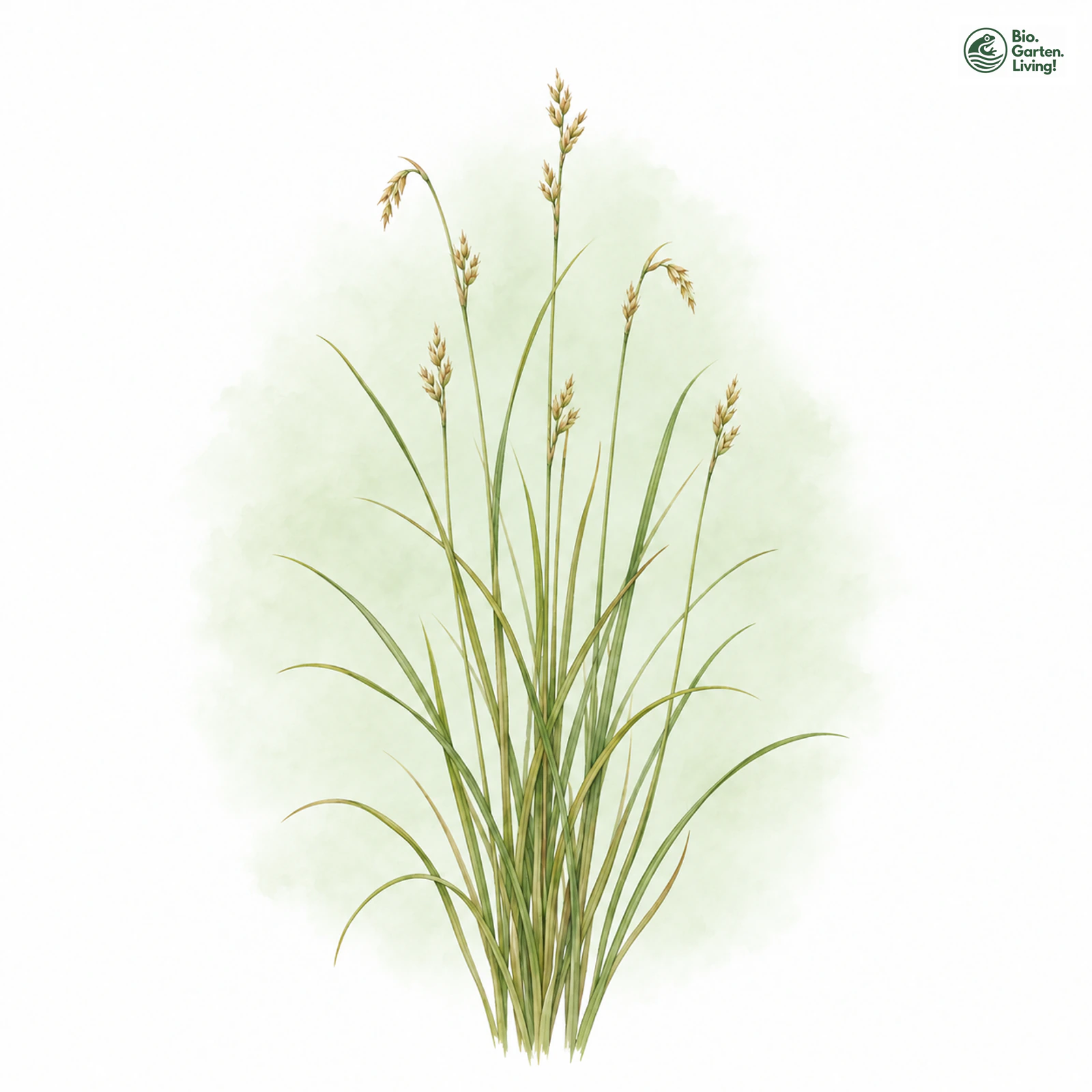 Aquarellzeichnung: Zittergras-Segge (Carex brizoides)