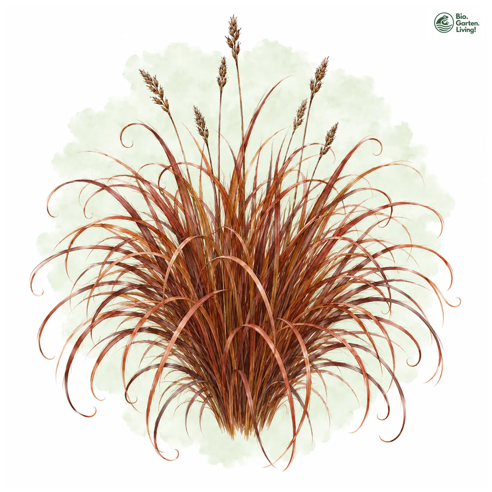 Aquarellzeichnung: Fuchsrote Neuseeland-Segge (Carex buchananii)