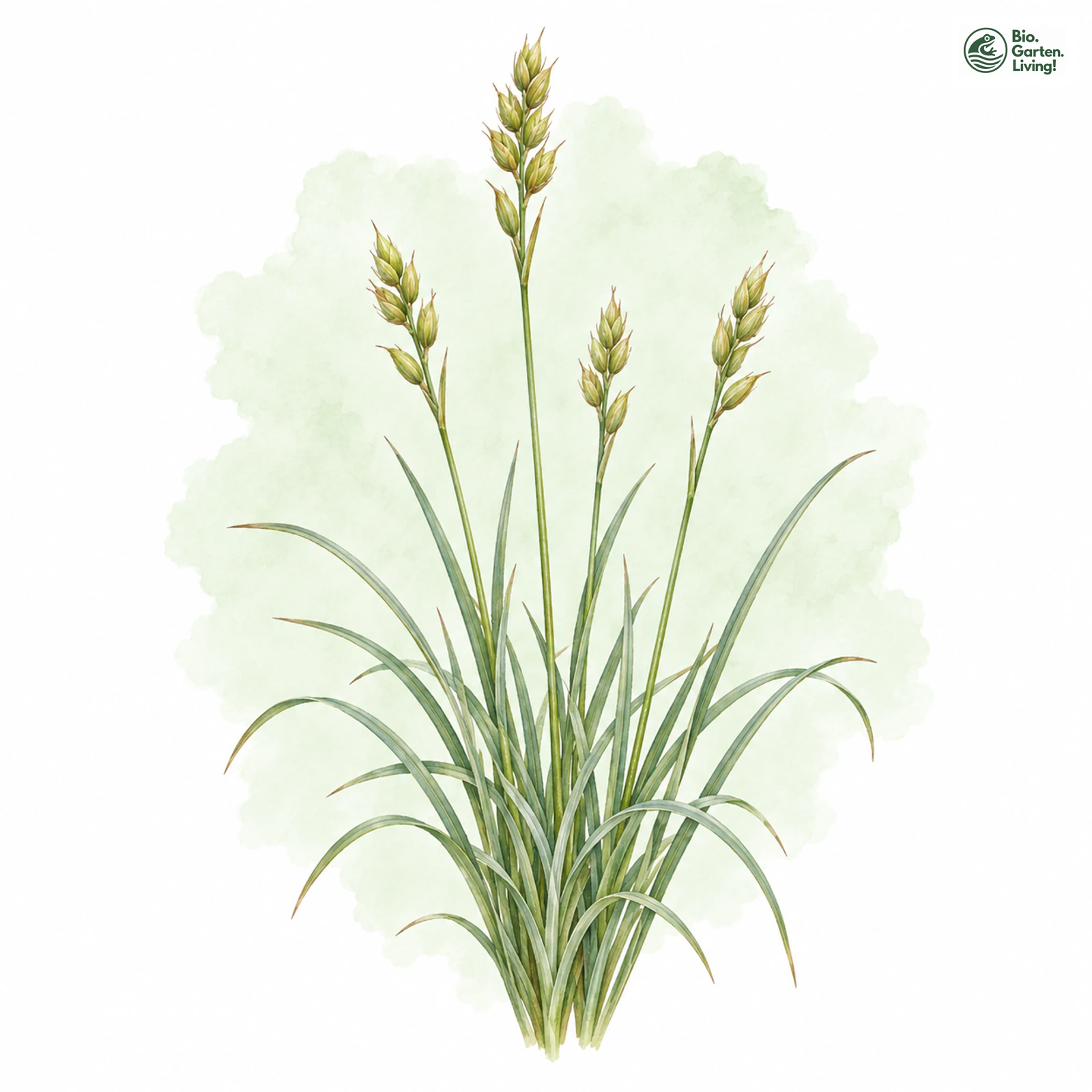 Aquarellzeichnung: Grau-Segge (Carex canescens)