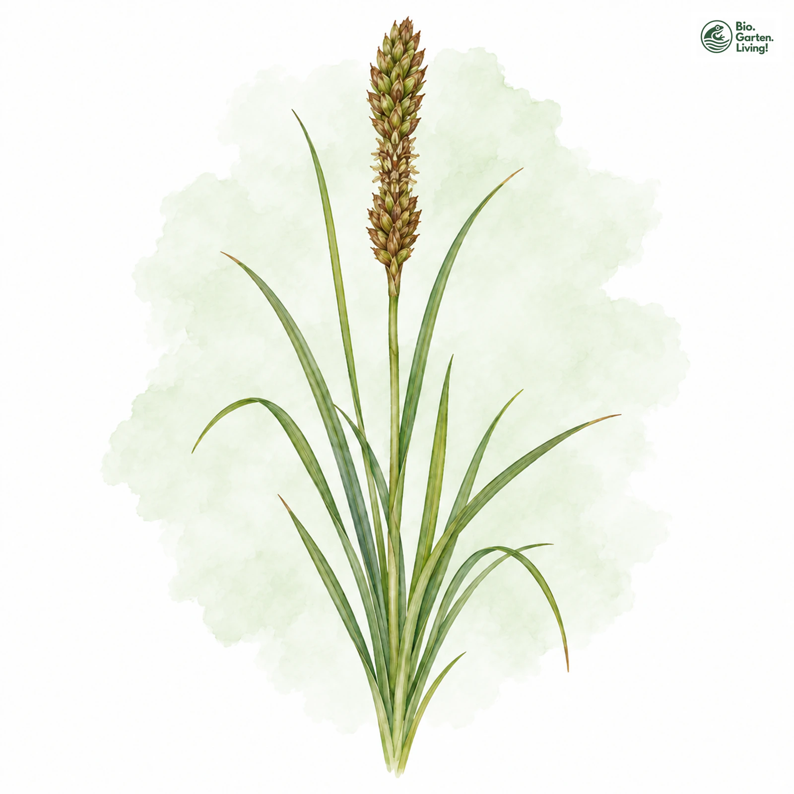 Aquarellzeichnung: Zweizeilige Segge (Carex disticha)