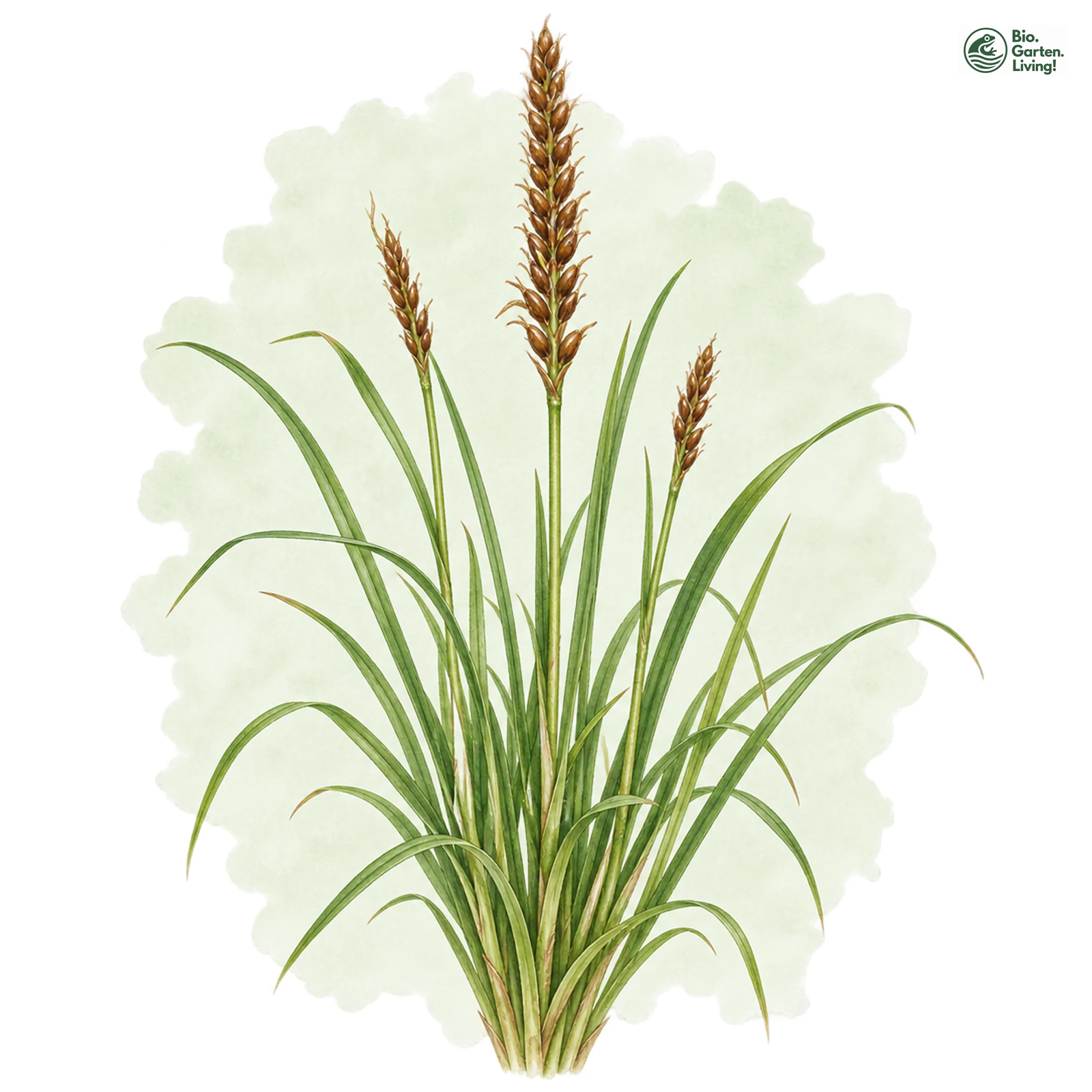 Aquarellzeichnung: Langährige Segge (Carex elongata)