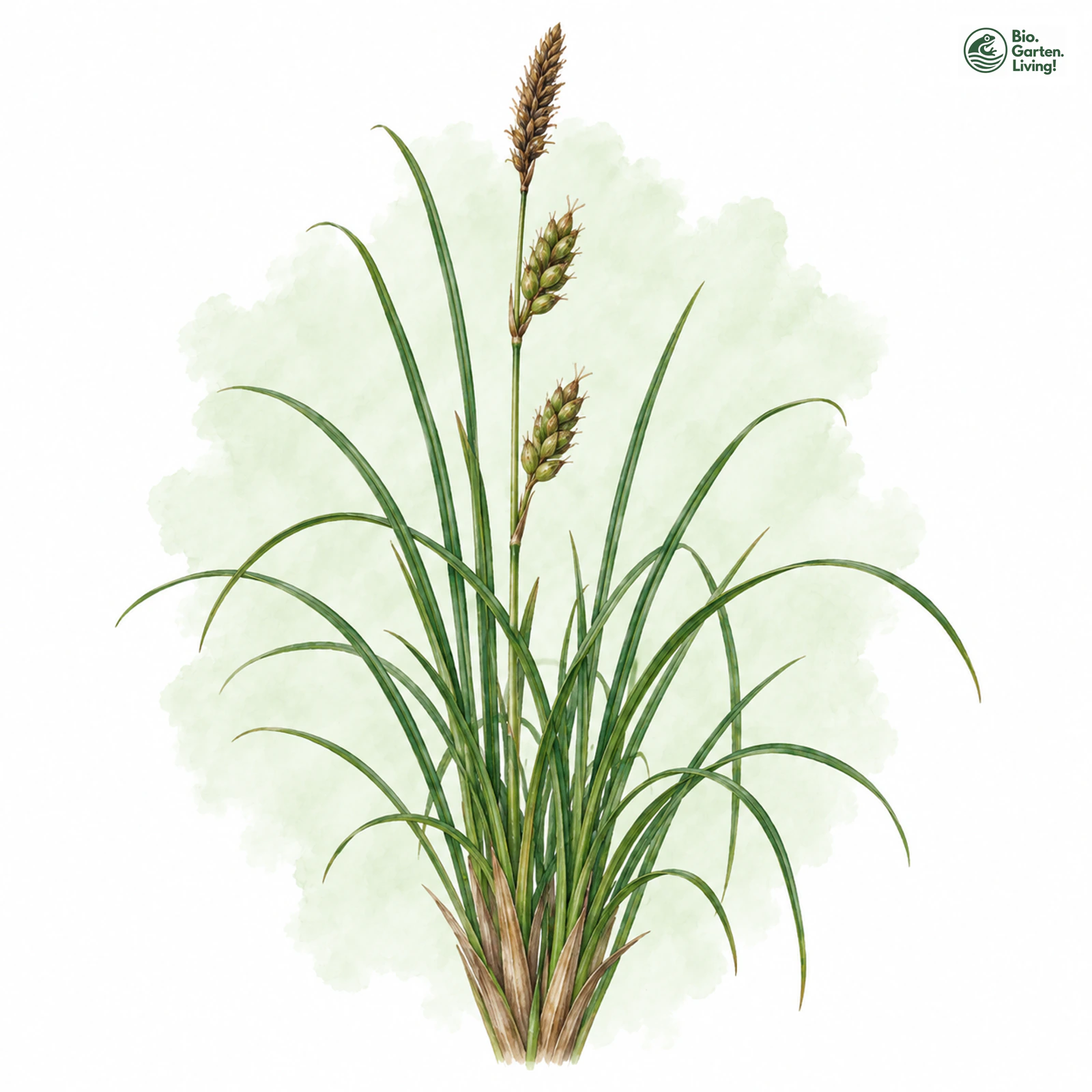Aquarellzeichnung: Micheli-Segge (Carex michelii)