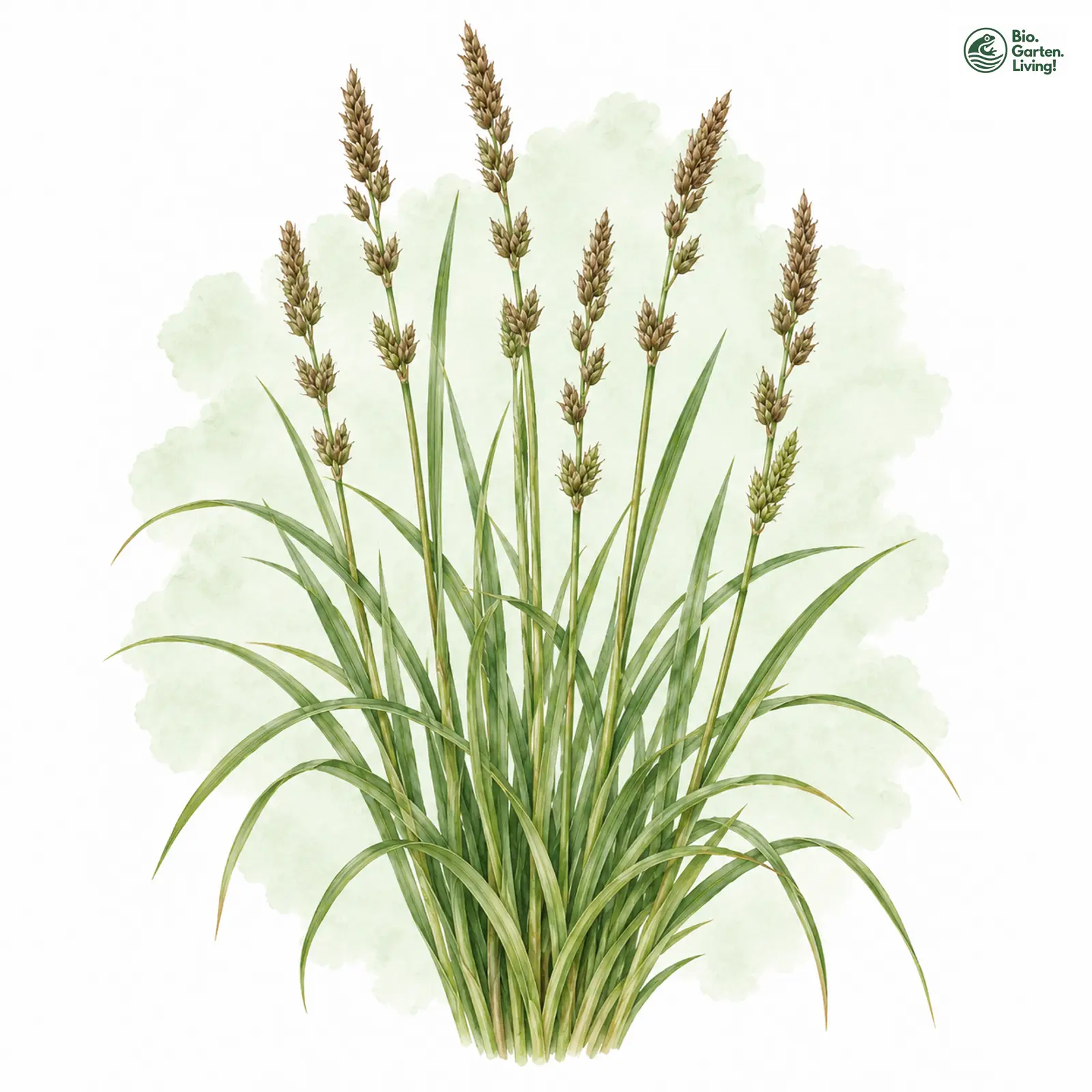 Aquarellzeichnung: Leers-Segge (Carex polyphylla)