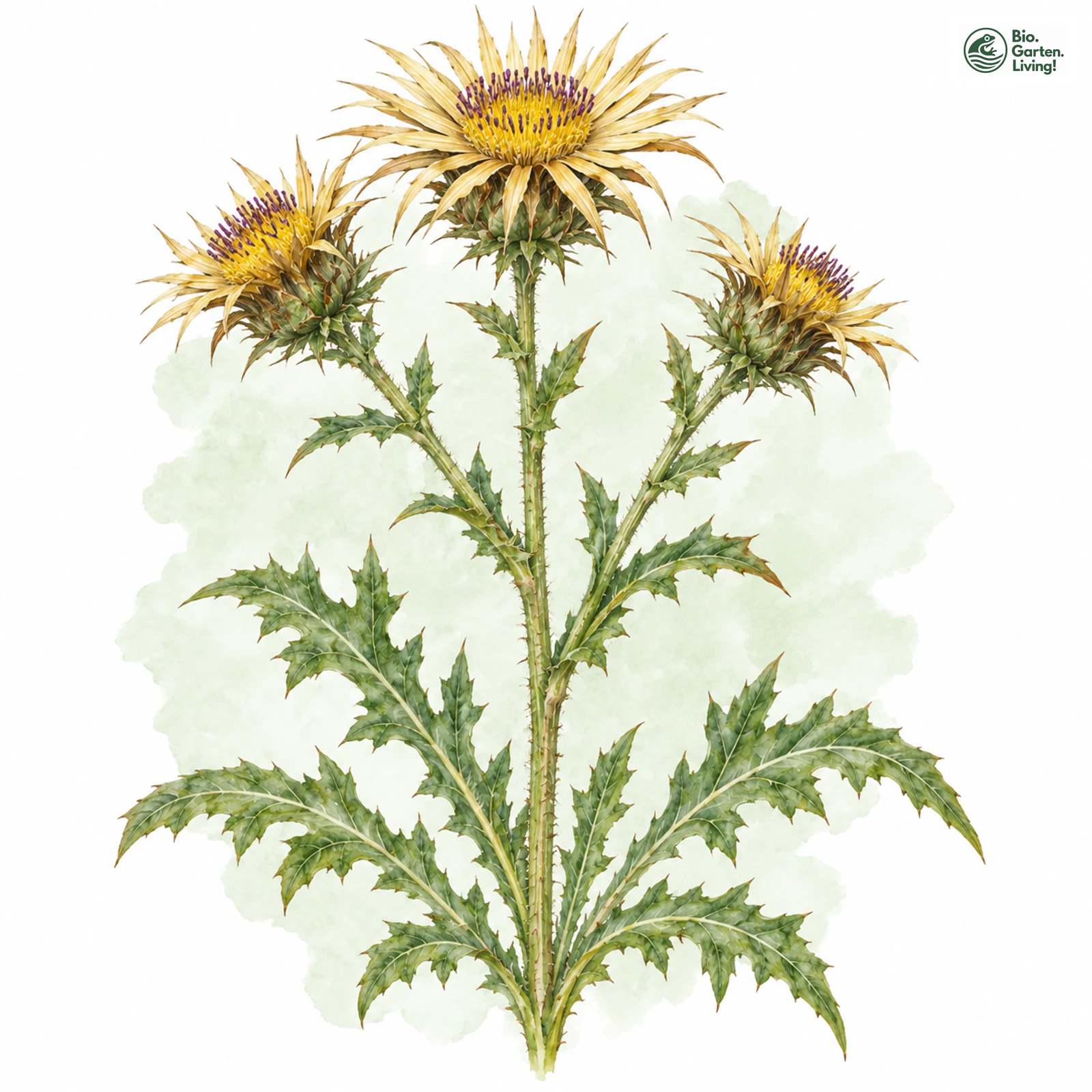 Aquarellzeichnung: Kleine Eberwurz (Carlina vulgaris (im engeren Sinne))